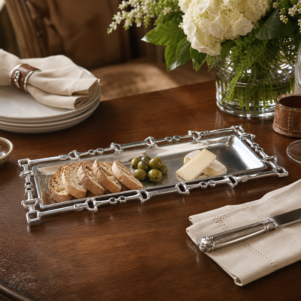 Equestrian Oblong Tray W/Openwork