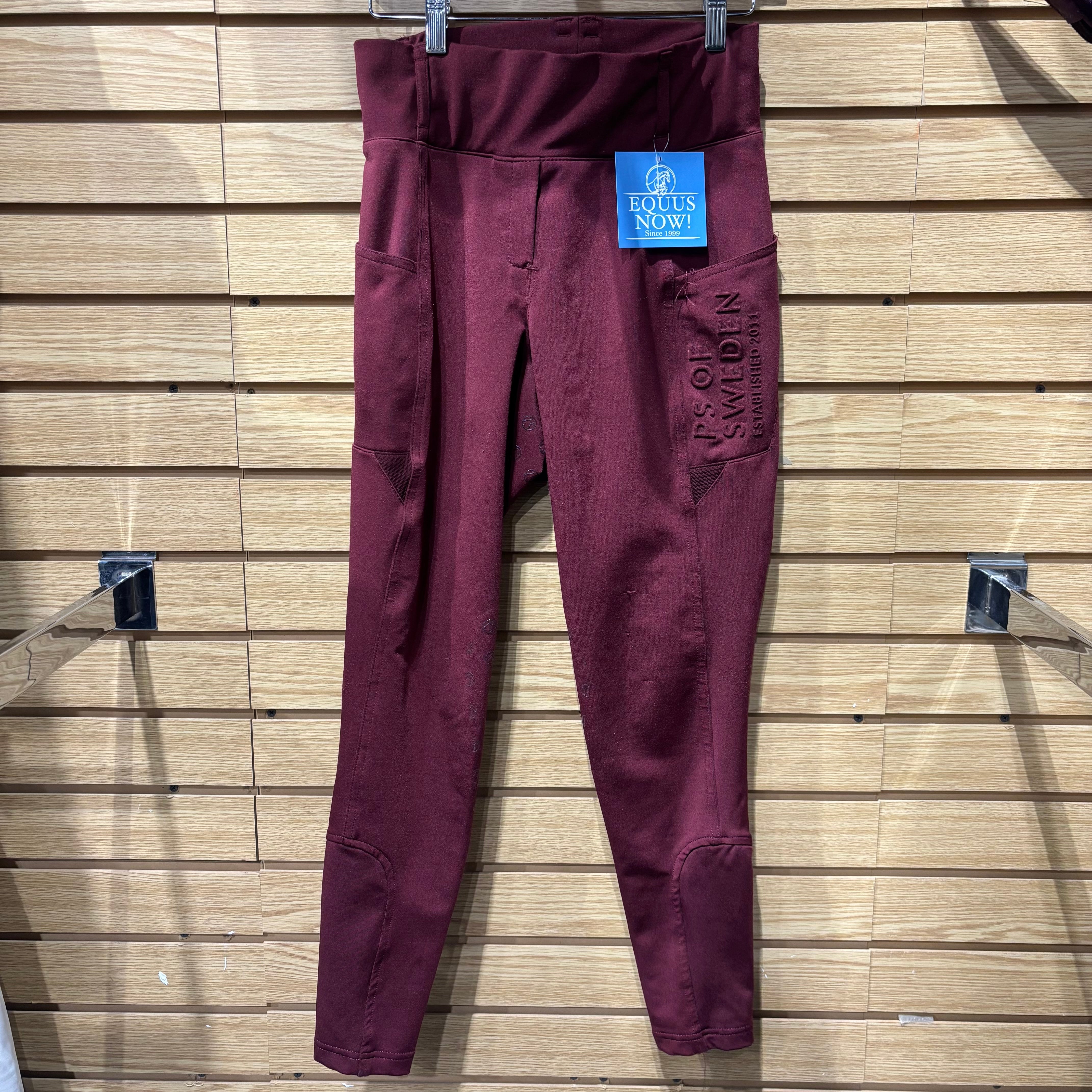 Used 38 Maroon PS of Sweden Full Seat Riding Tights