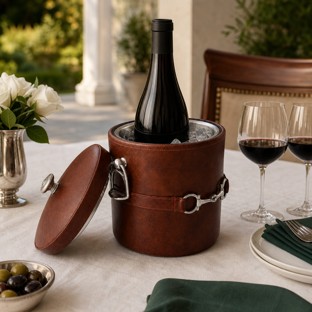 Equestrian Horse Bit Leather Ice Bucket