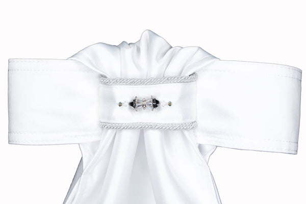 Cravate Blanche équitation Stock + épingle Argent - Tenue Concours Chasse