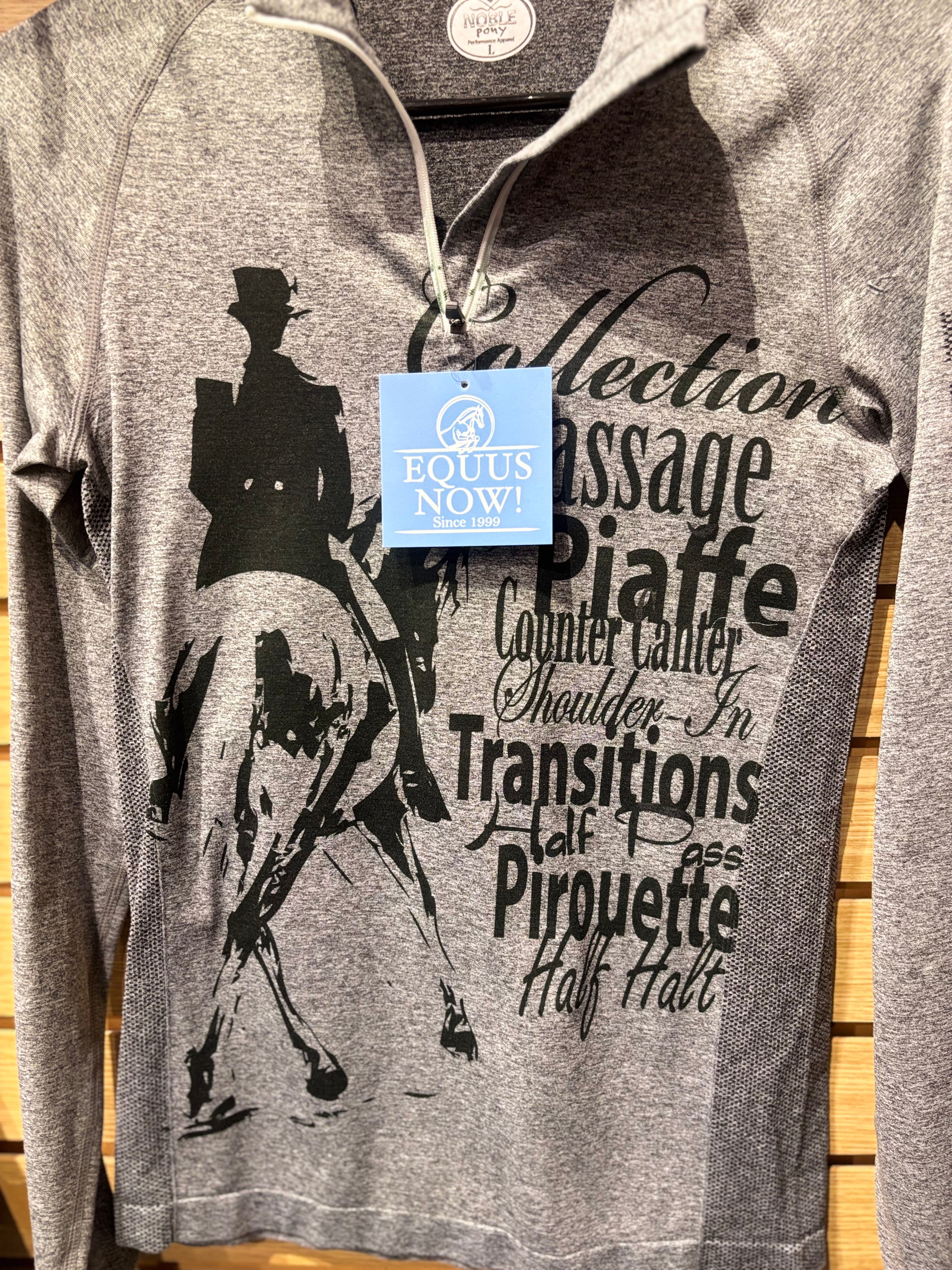 Used Large Grey Noble Pony Dressage 1/4 Zip Shirt