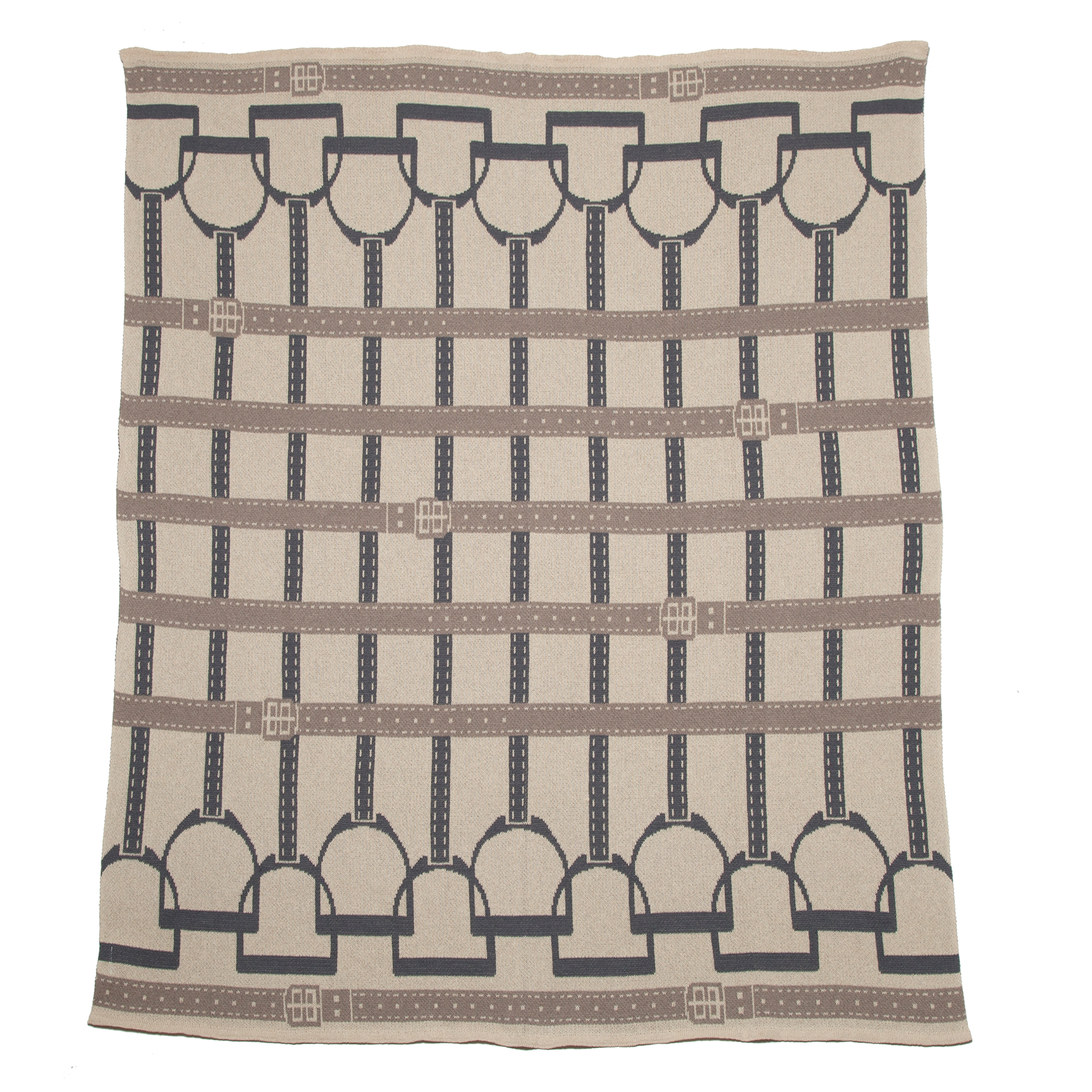 In2Green - Cotton Sustainable Knit Throw Blanket - Equestrian Stirrup