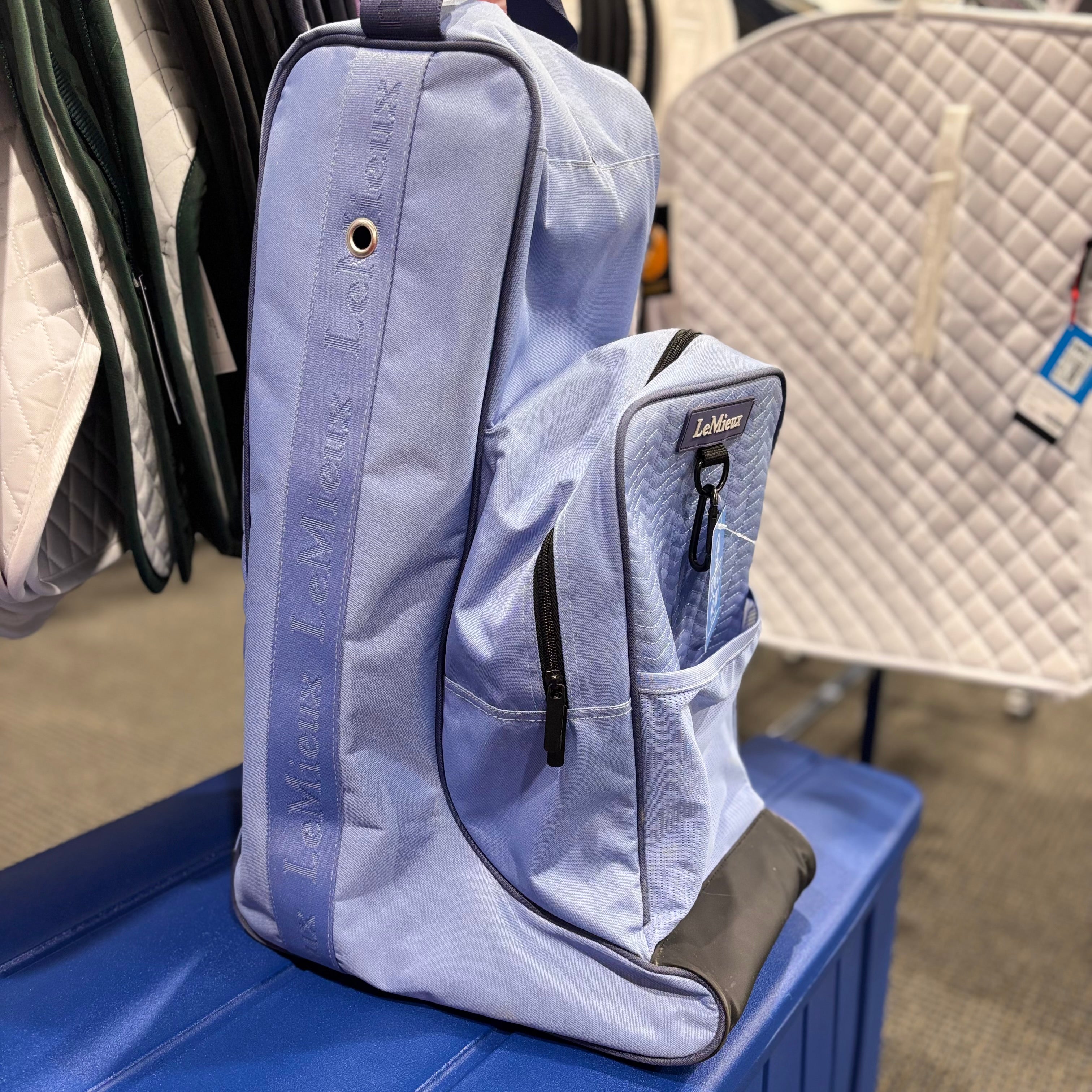 Used Blue LeMieux Boot and Hat Bag