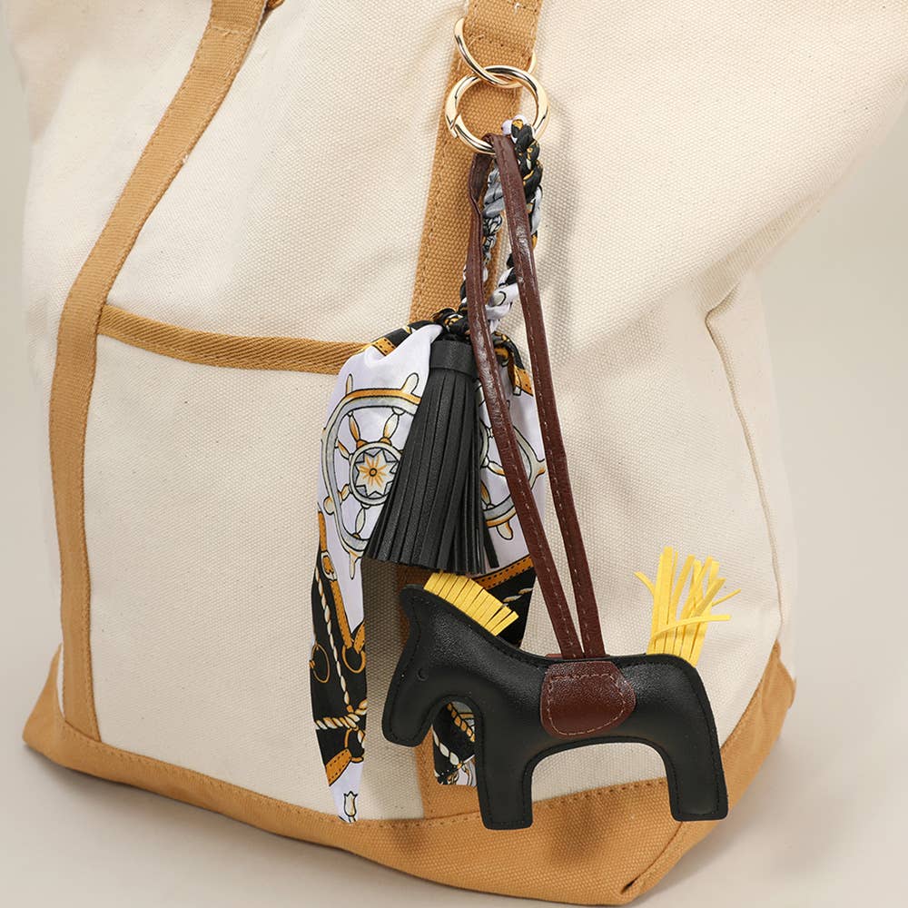 Sensibling Corp. - Faux Leather Horse Tassel Scarf Keychain / Bag Charm