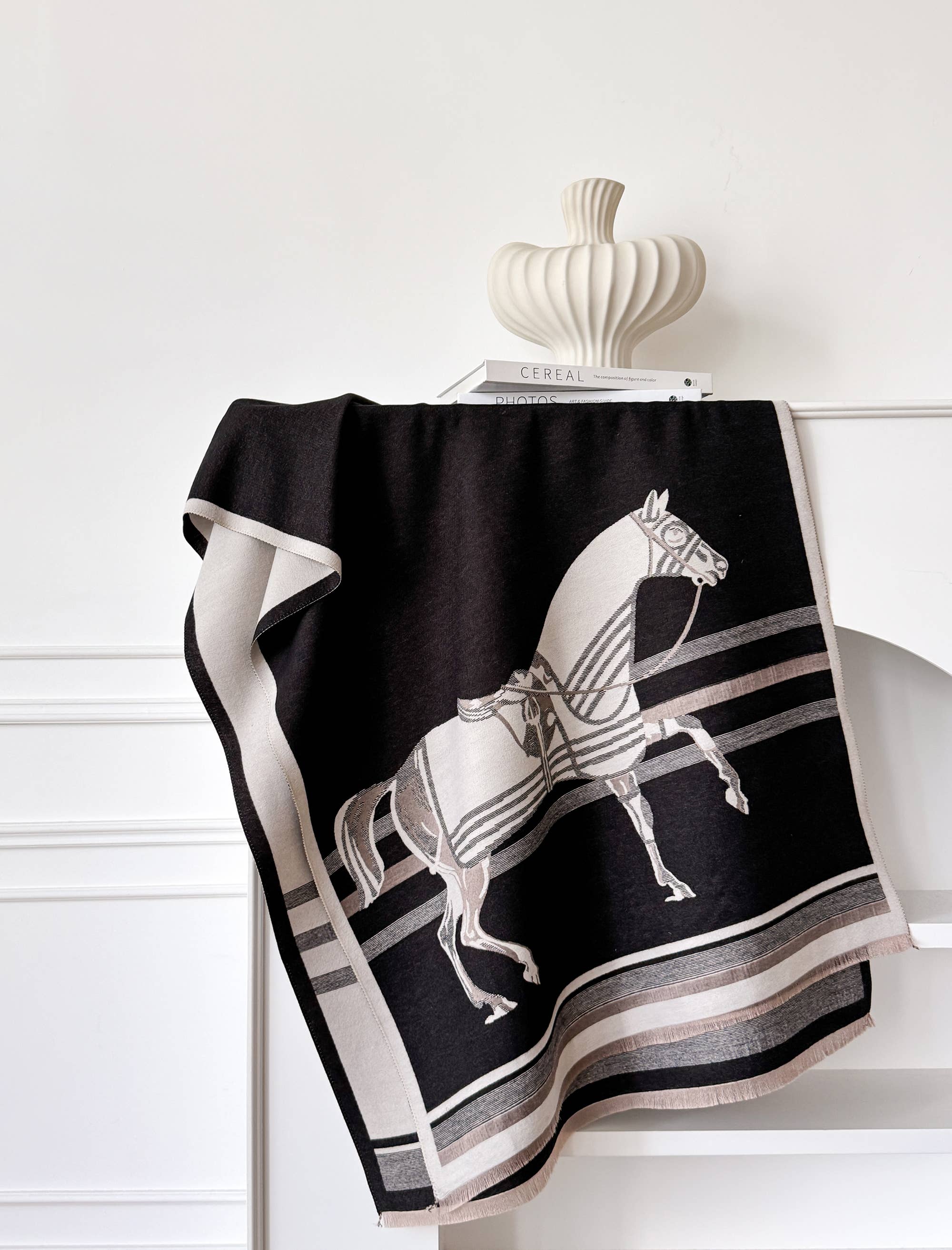 Winding River - Black / White Horse Corral Reversible Wrap