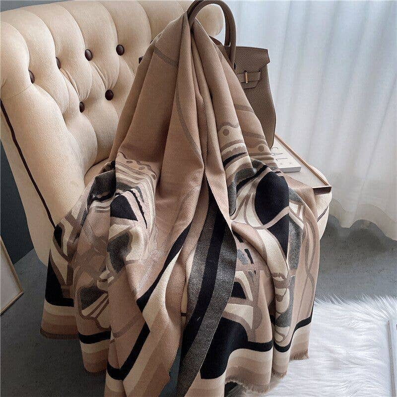 Winding River - Equestrian Black / Gray Mane Reversible Wrap – Artisan Shawl