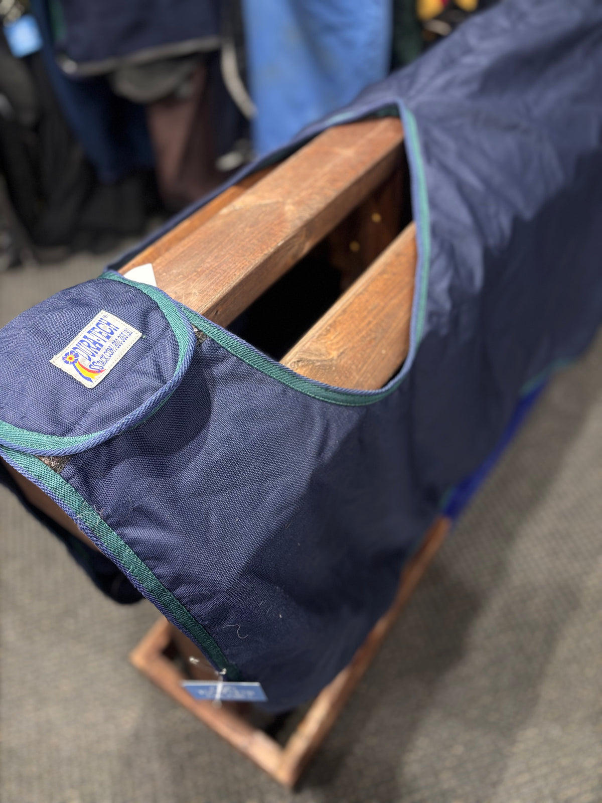 Used 60" Navy DuraTech Fleece Lined Quarter Sheet