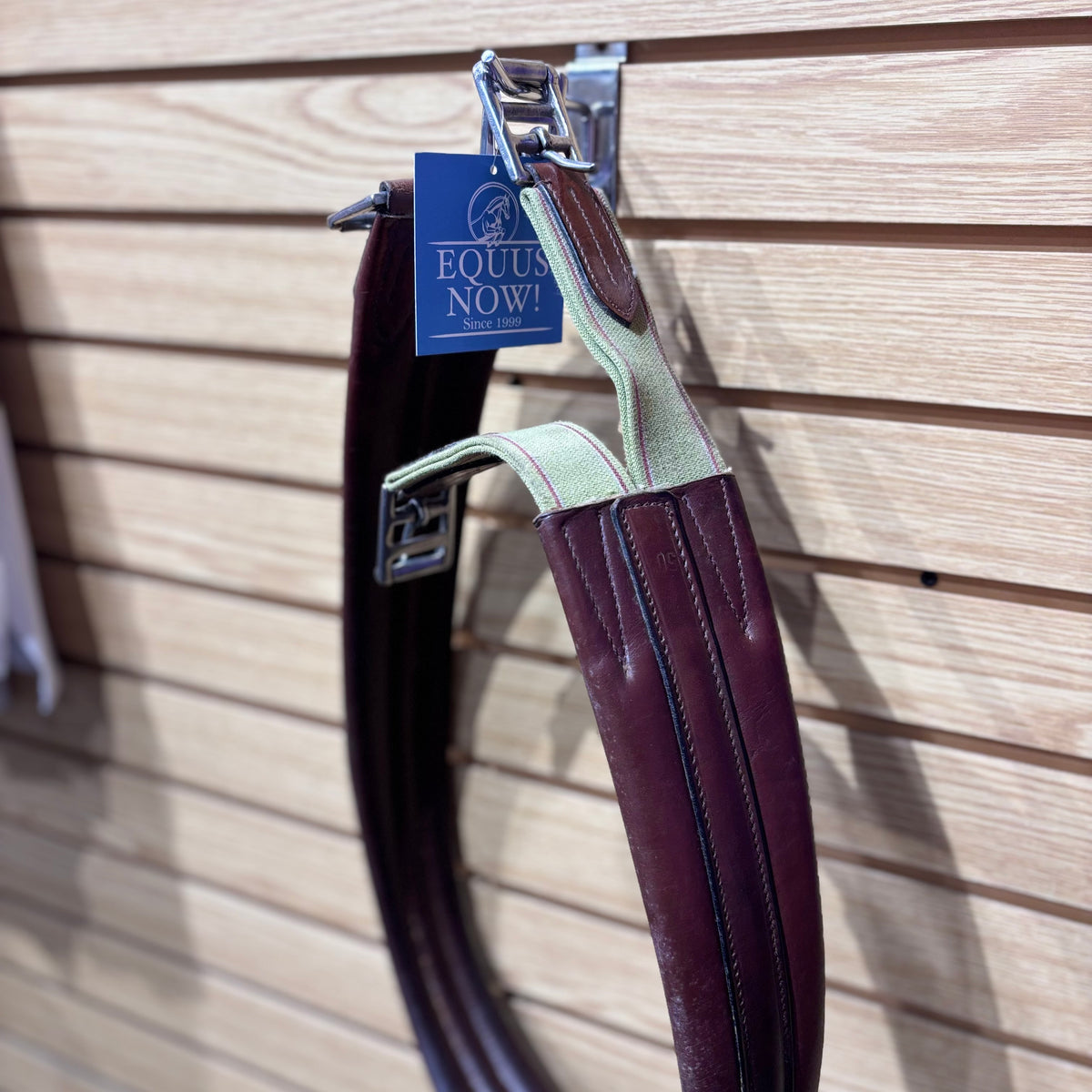 Used 50" Brown Leather Girth Elastic One Side