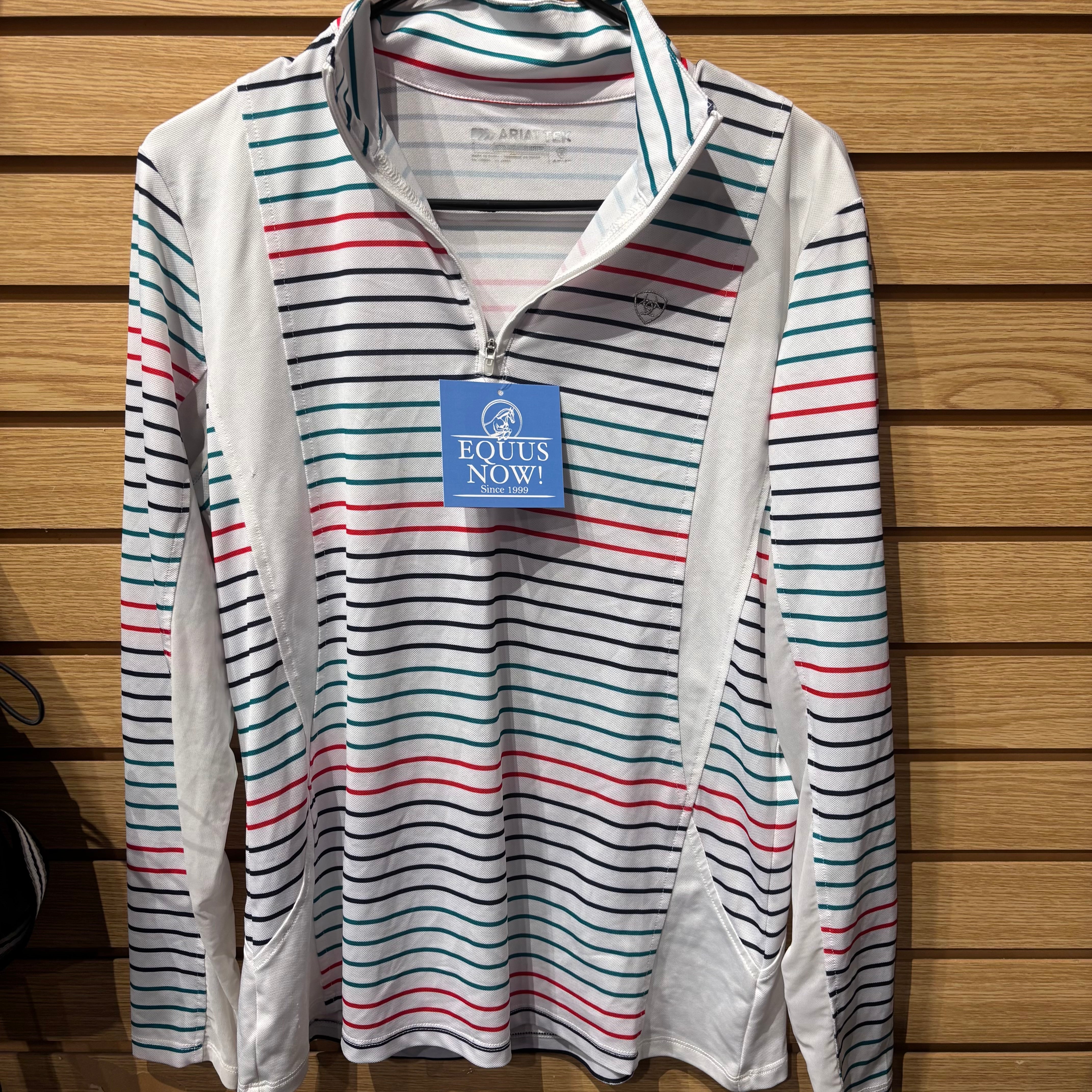 Used Large White/Stripes AriatTek Long Sleeve Sun Shirt