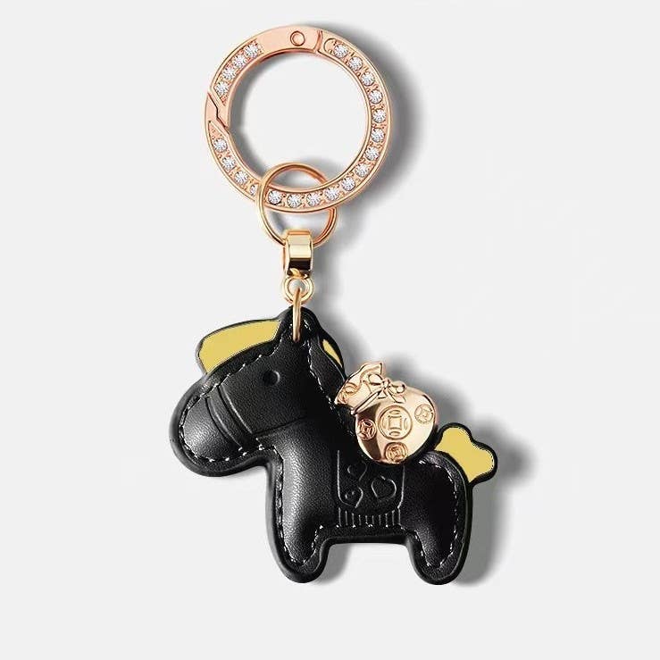 Colorful Leather Horse Keychain with Charm