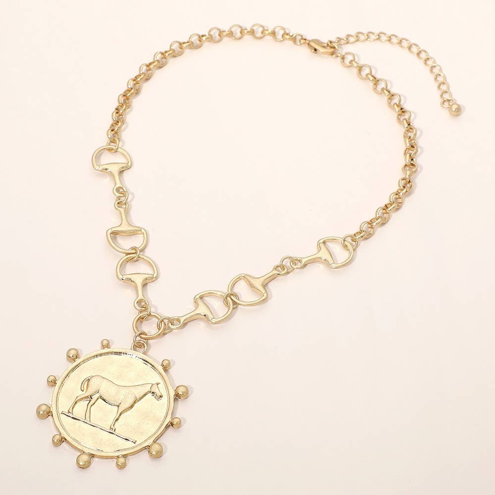 Sensibling Corp. - Horse Medallion Pendant Horsebit Link Chain Necklace