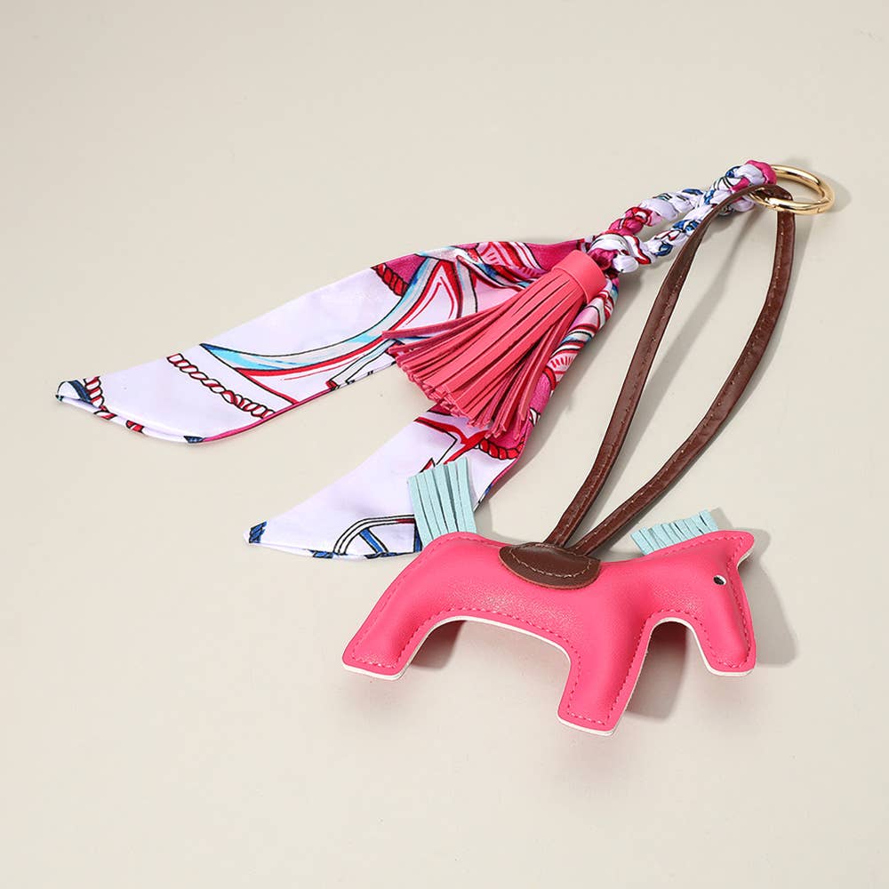 Sensibling Corp. - Faux Leather Horse Tassel Scarf Keychain / Bag Charm