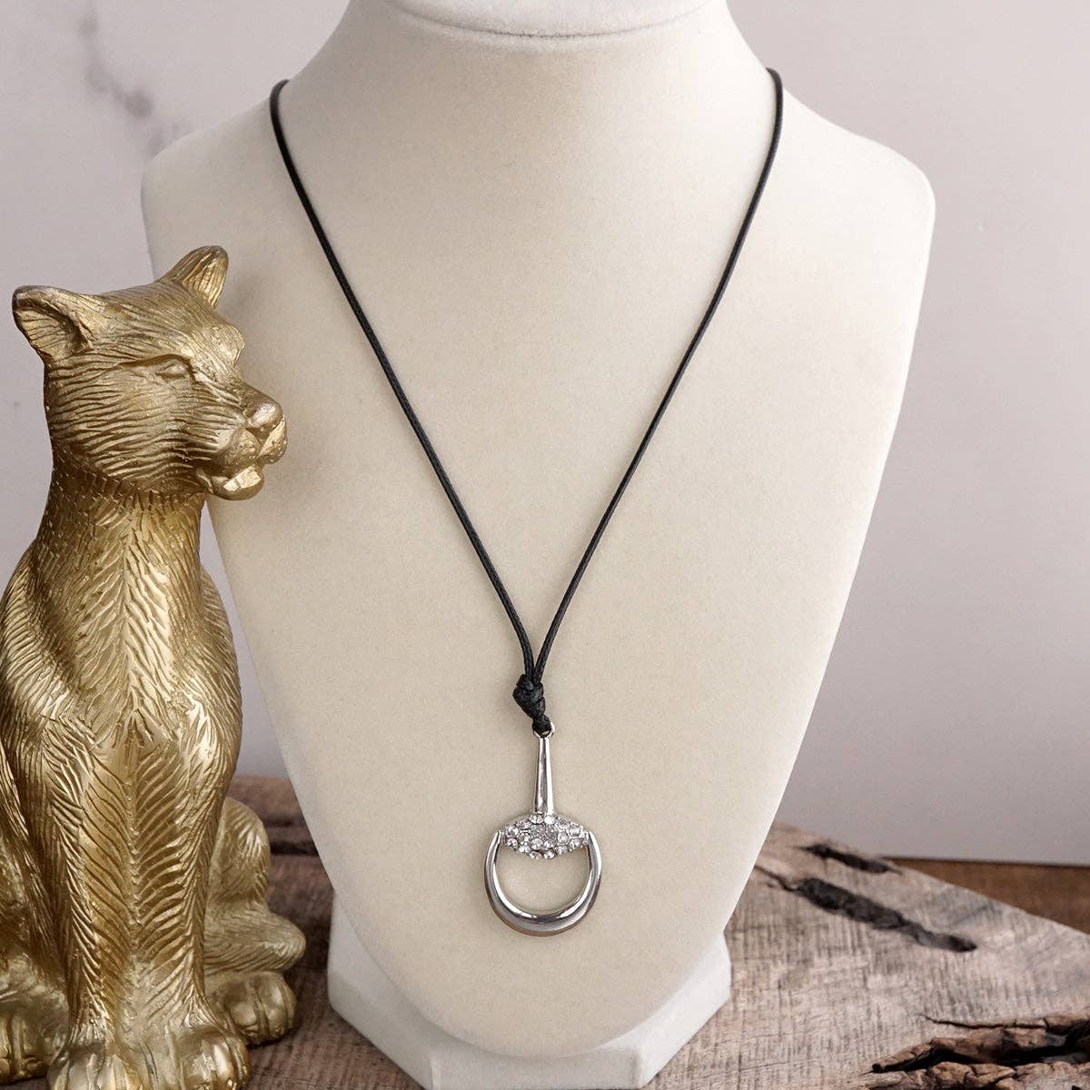 Horse Bit Cord Necklace – Silver - Midnight Ride Pendant Necklace