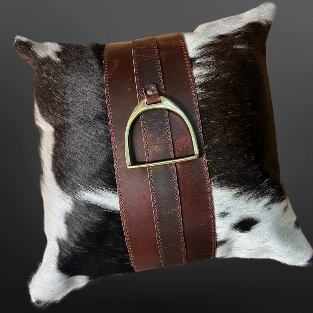Equestrian English Stirrup Iron Cowhide Leather Pillow