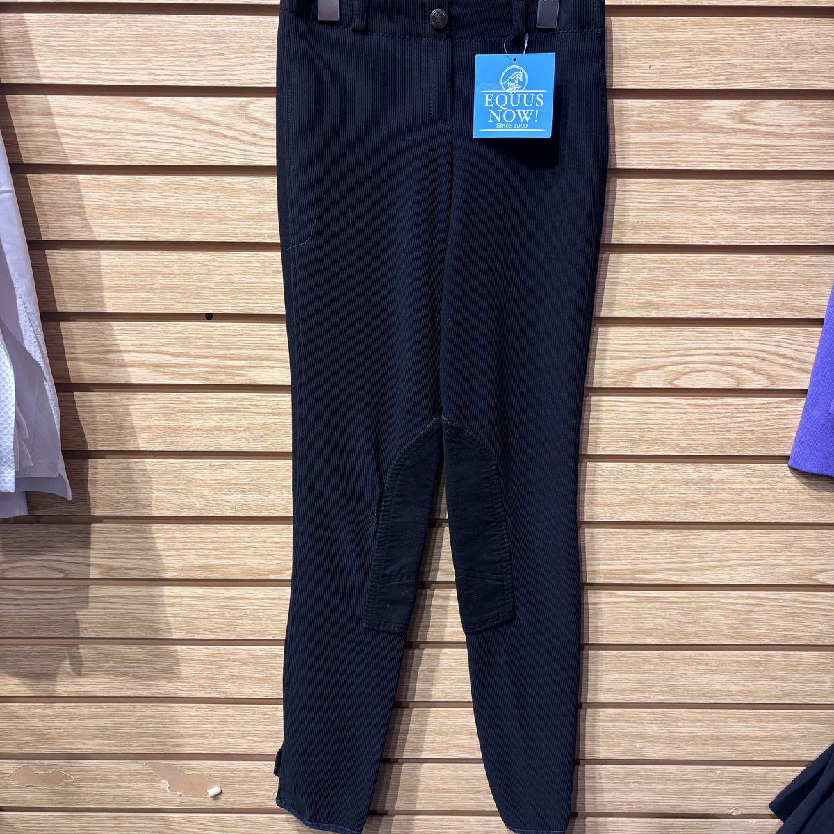 Used 24 Black Ribbed Knee Patch Breeches