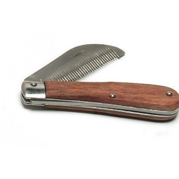 Folding Stripping Comb with Wooden Handle - sku to order - 106406