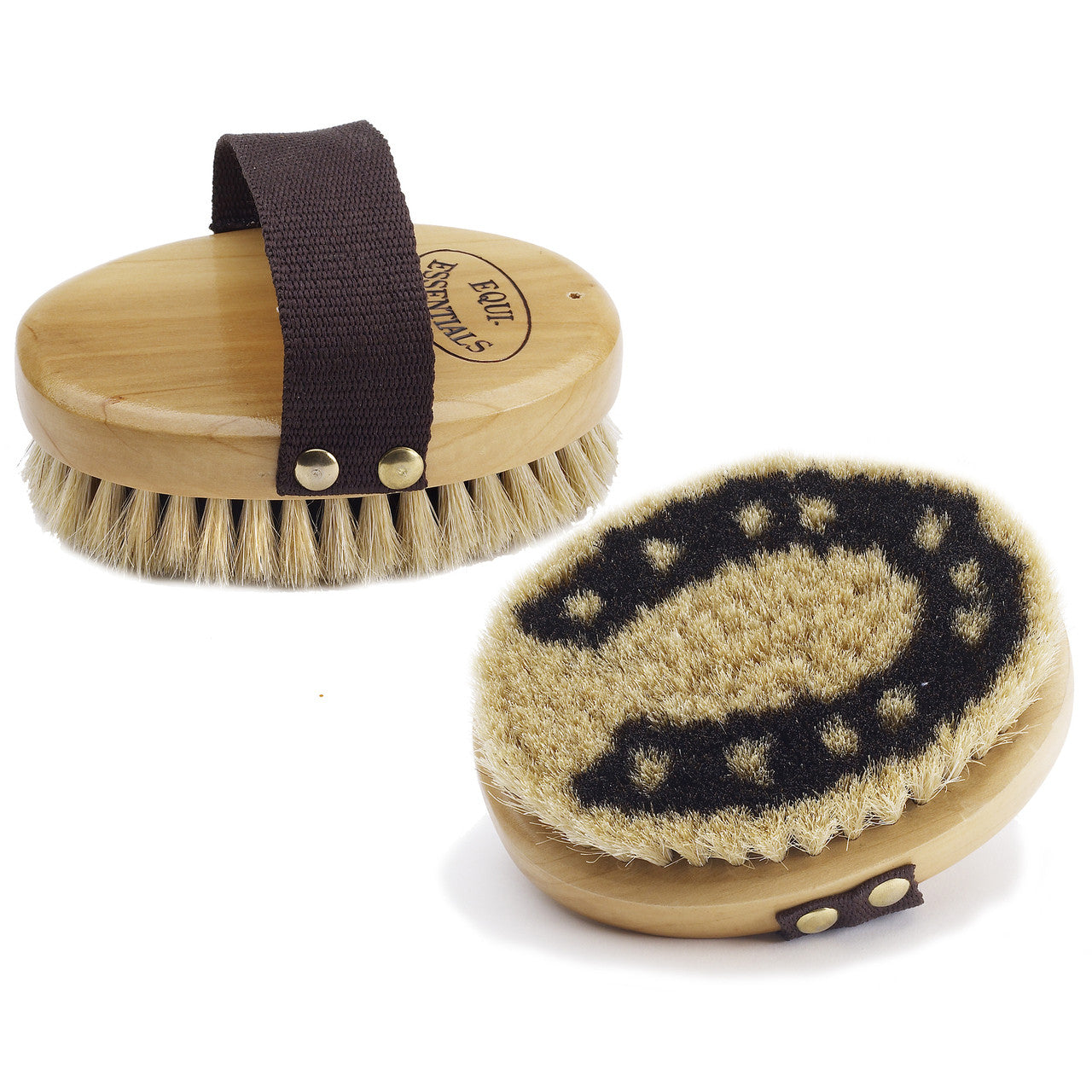 Wood Back Horseshoe Horse Hair Body Brush - sku to order - 52308