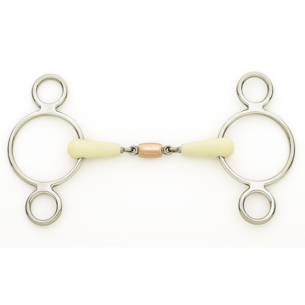 Happy Mouth Double Jointed Copper Roller 2-Ring Gag Bit - main