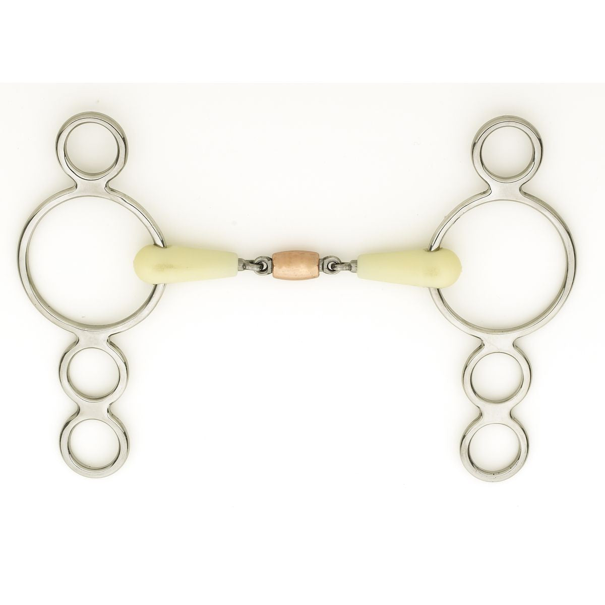 Happy Mouth Double Jointed Copper Roller 3-Ring Gag Bit - main