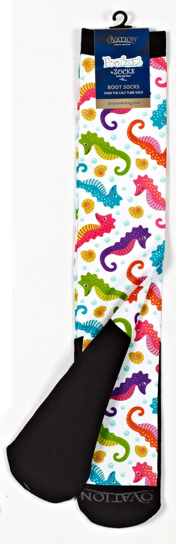 Ovation Ladies FootZees Boot Sock - C1917 Seahorse Swirl