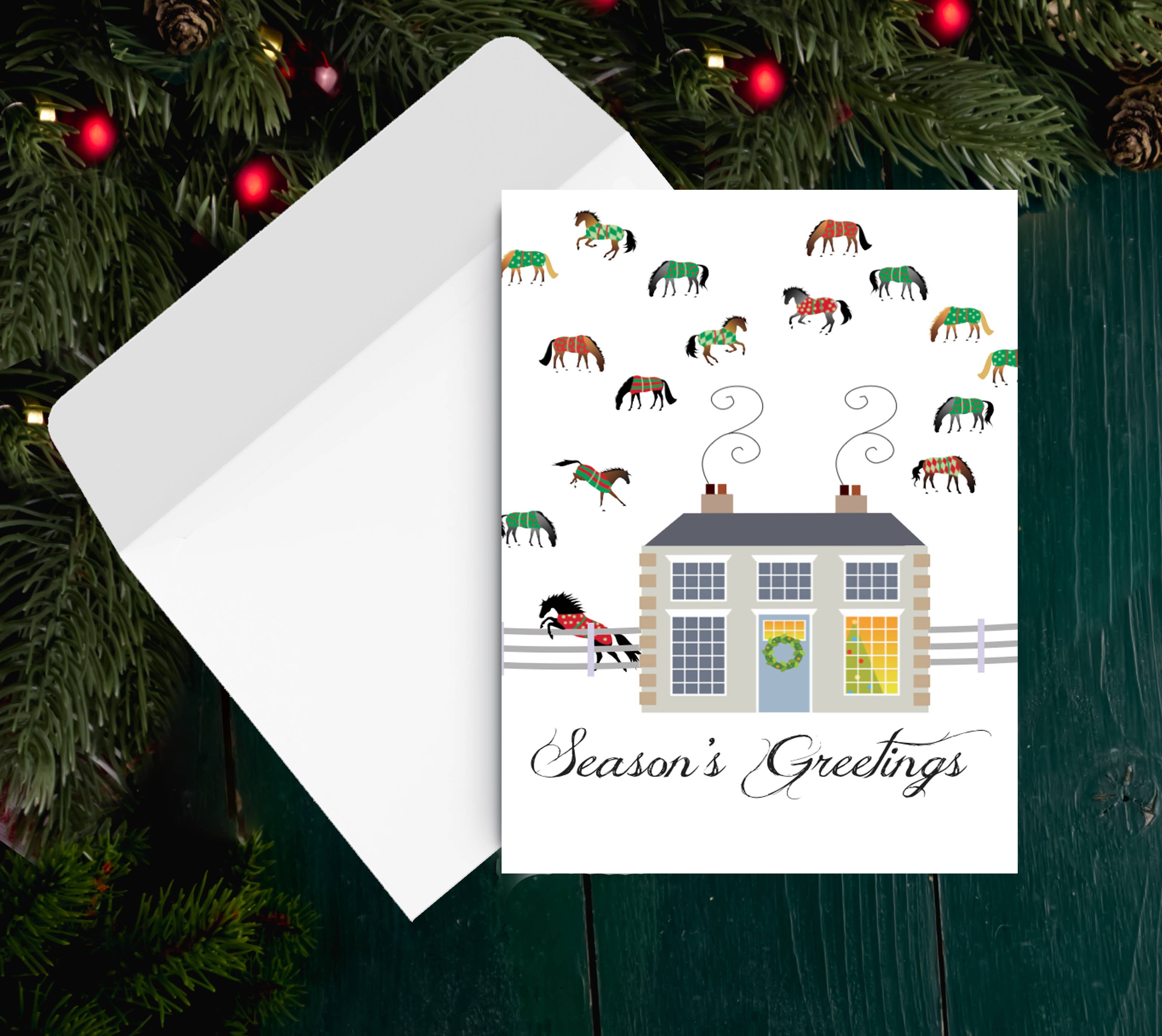 Horse Hollow Press - Horse Christmas Card / Mansion Barn / Holiday Greeting Card