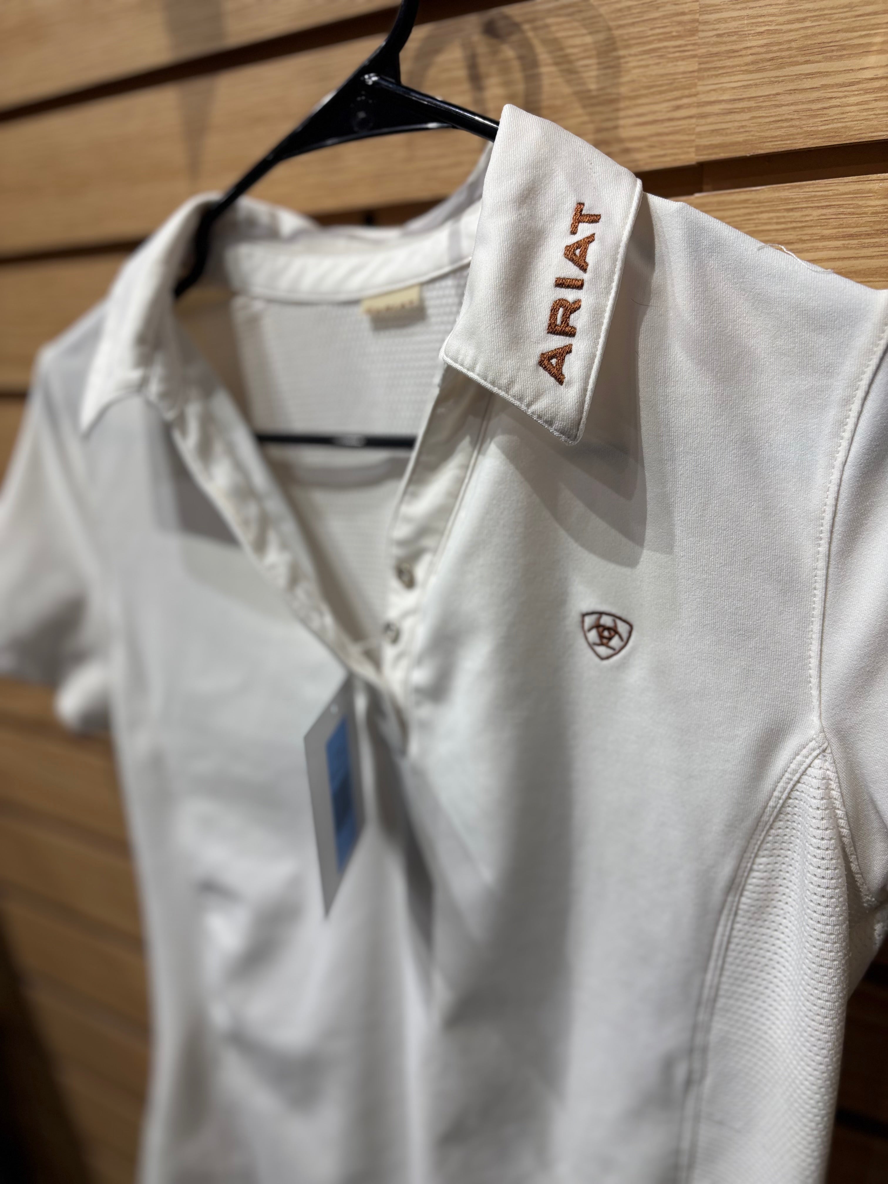 Used Small White Perforated Ariat Short Sleeve Shirt