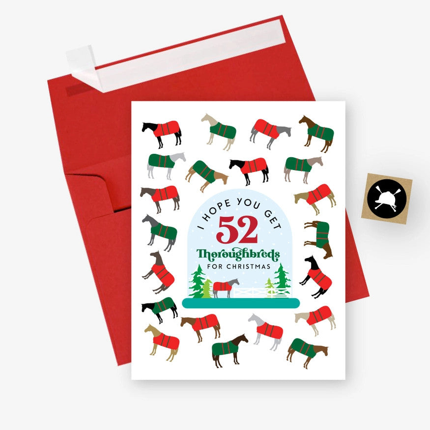 Hunt Seat Paper Co 52 Thoroughbreds Christmas Card - supporting