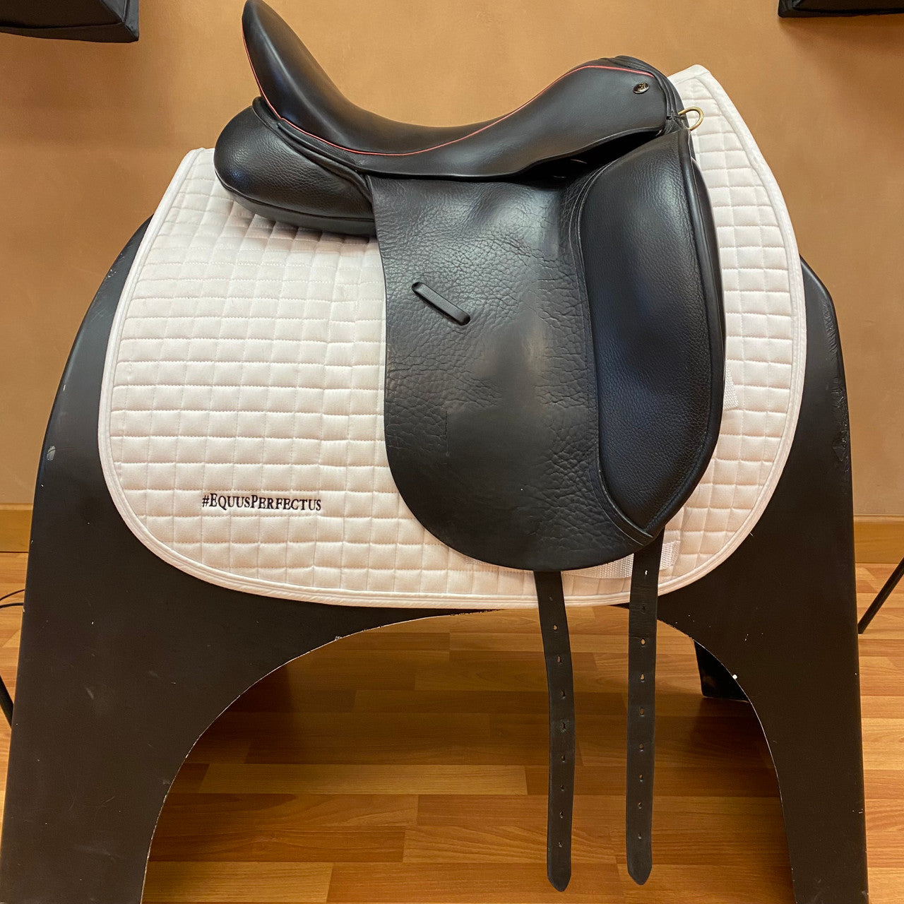 Used JRD Dressage Saddle with Red Piping 17.5" Wide Tree - sku to order - 5003825