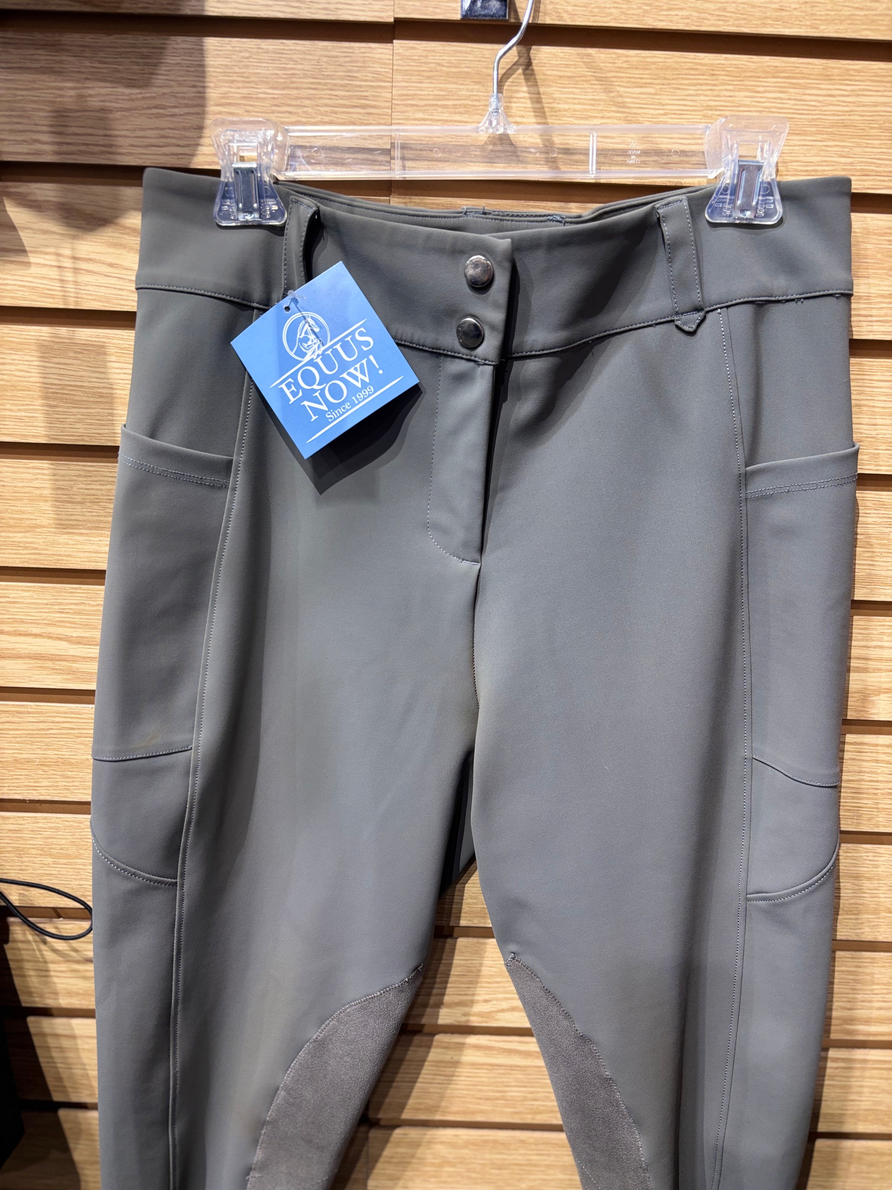 Used Free Ride Equestrian Grey 32 Knee Patch Breeches
