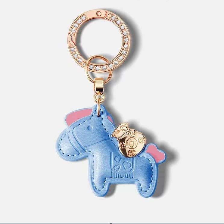 Colorful Leather Horse Keychain with Charm