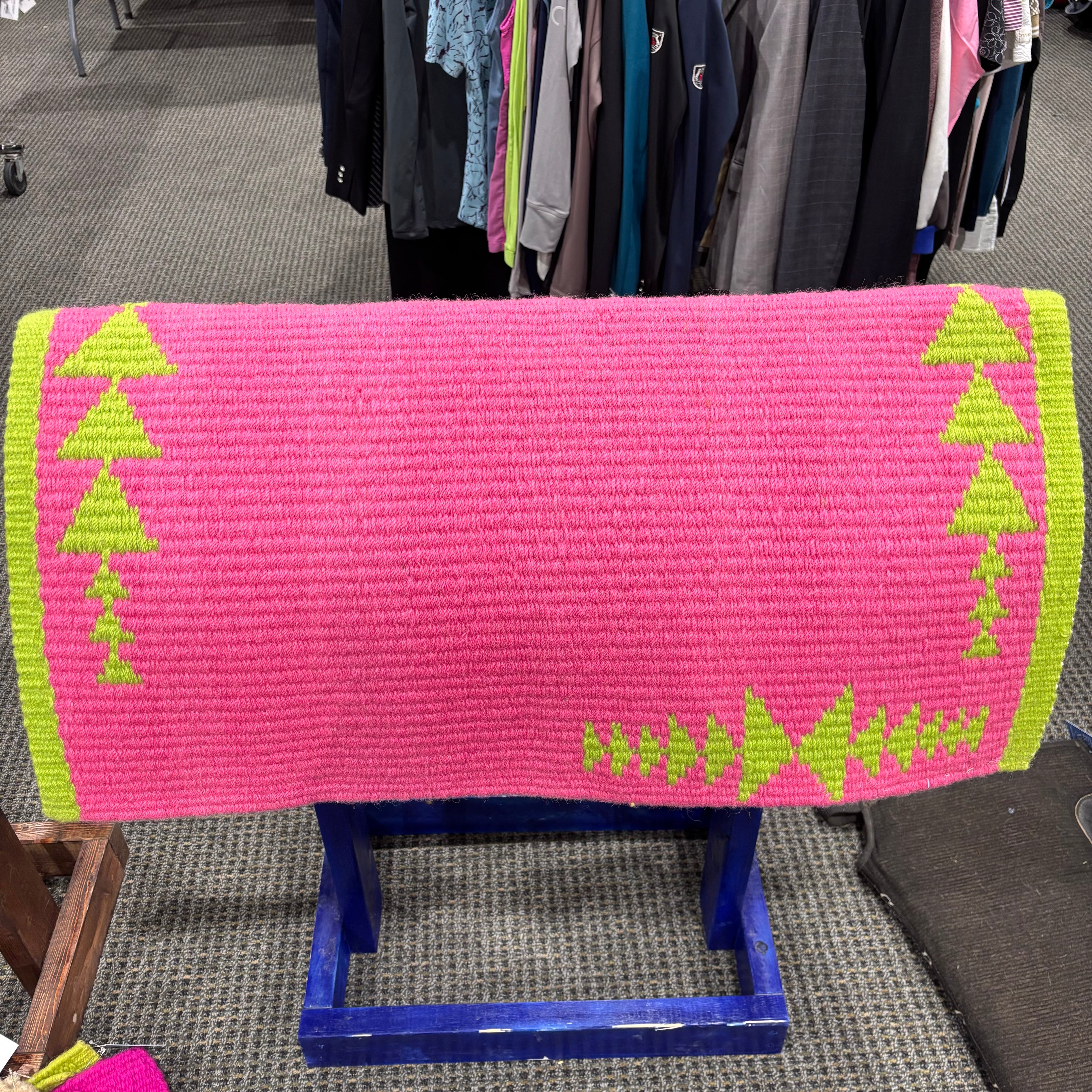 Used Lime Green/Pink Wool Saddle Pad