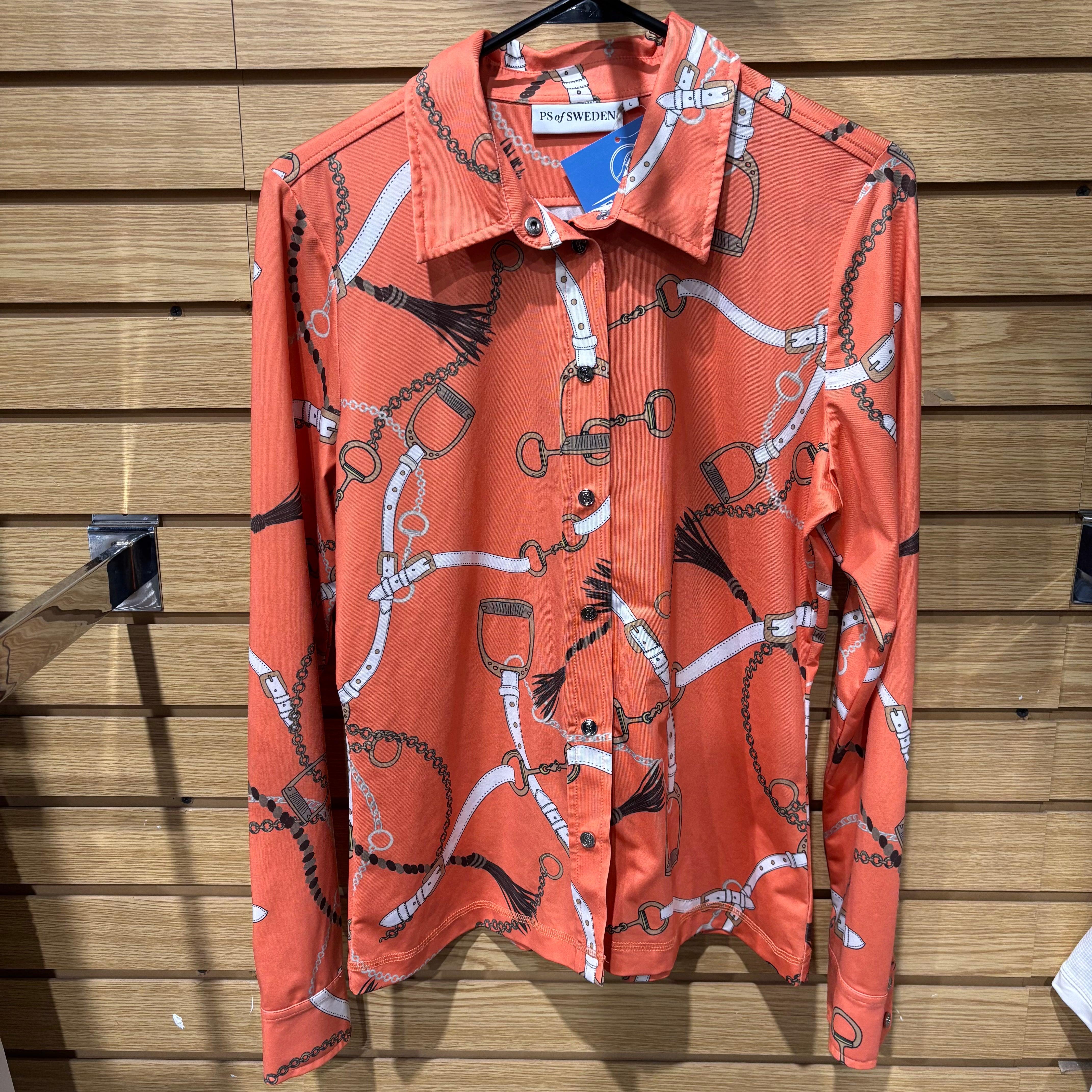 Used PS of Sweden Large Orange/Bits Sun Shirt