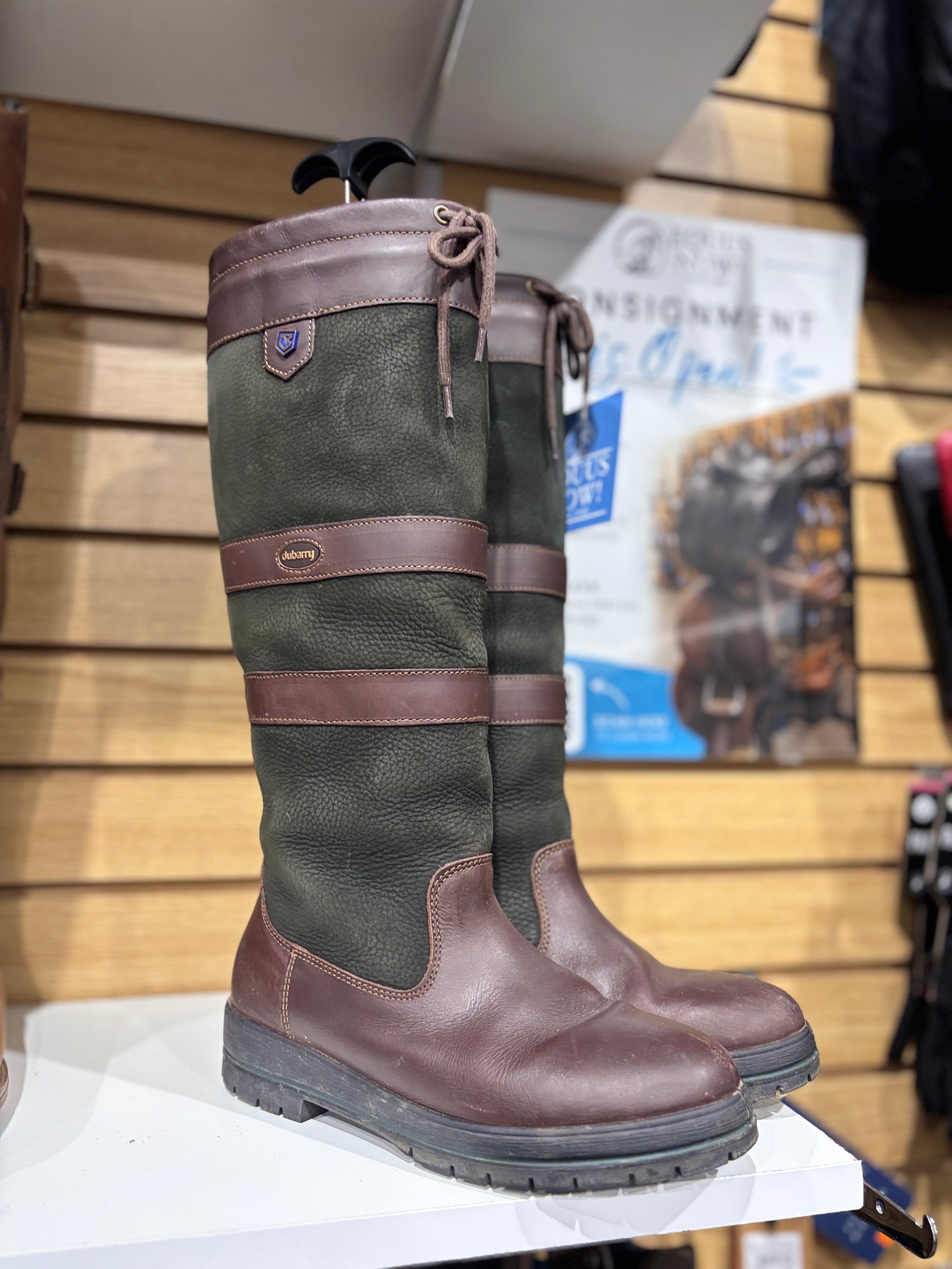 Used 38 Dubarry of Ireland Brown/Green Country Boots