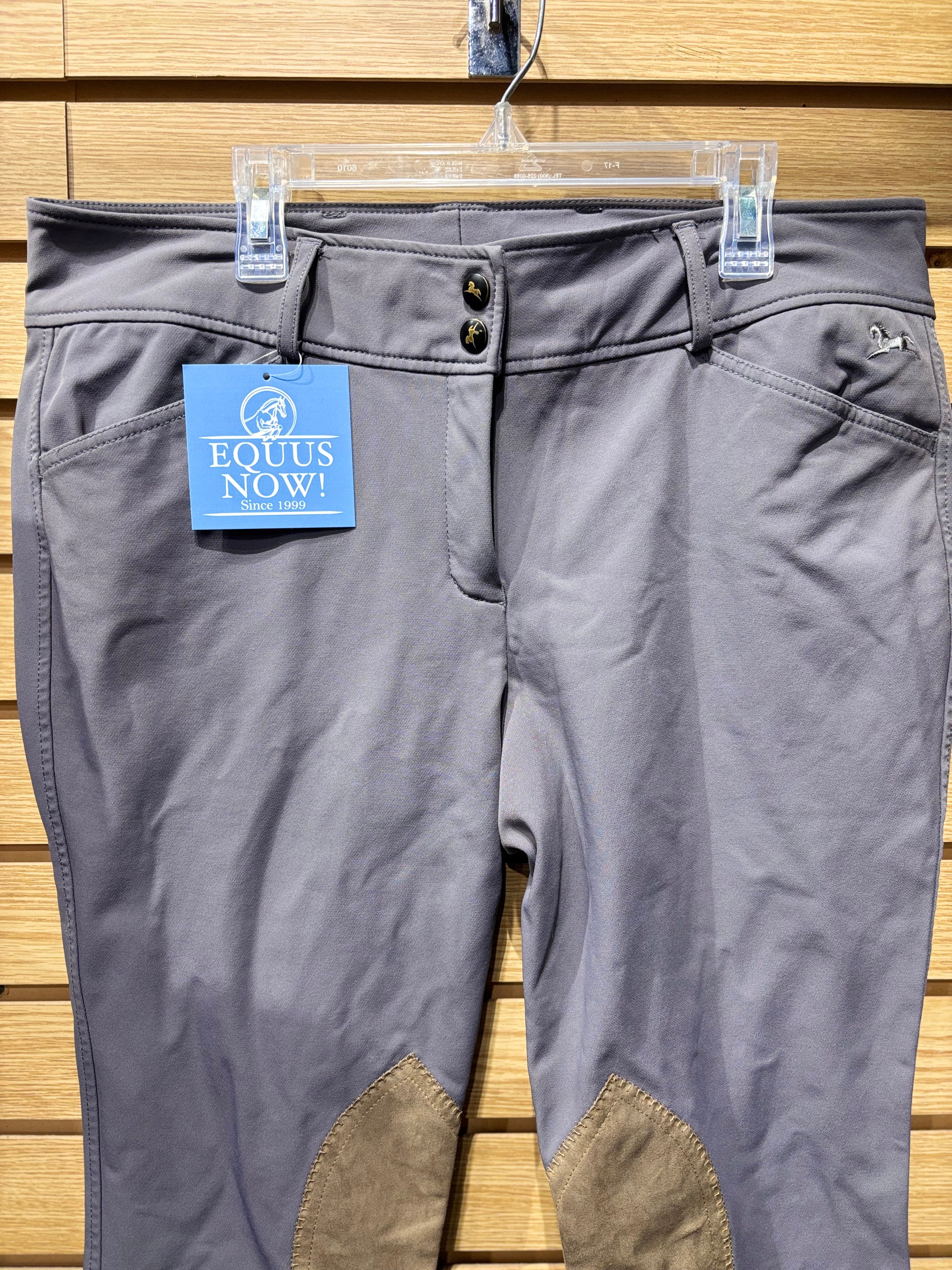 Used 32R RJ Classics Grey Knee Patch Breeches