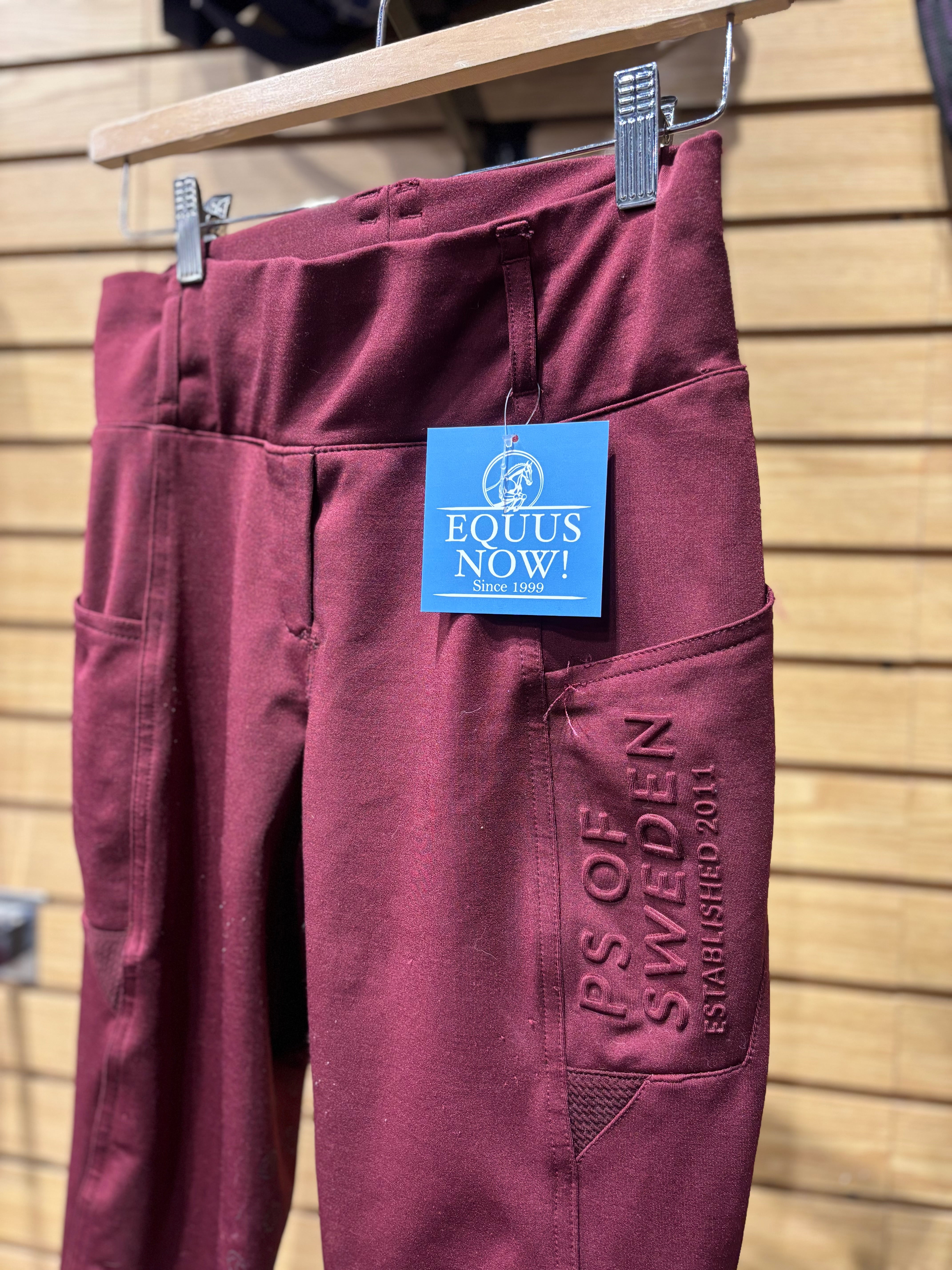 Used 38 Maroon PS of Sweden Full Seat Riding Tights