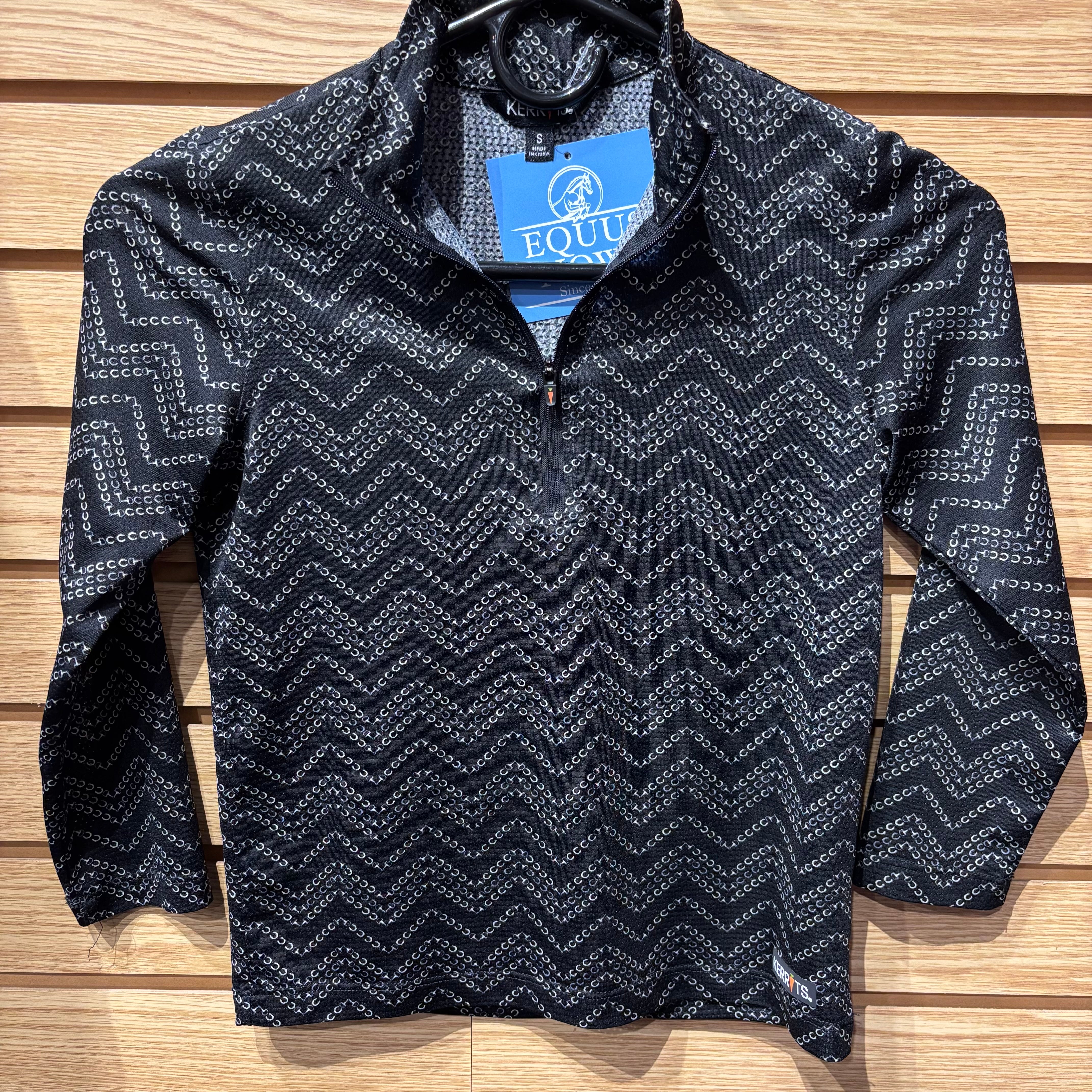 Used Youth Small Black/Bits Kerrits 1/4 Zip Sun Shirt