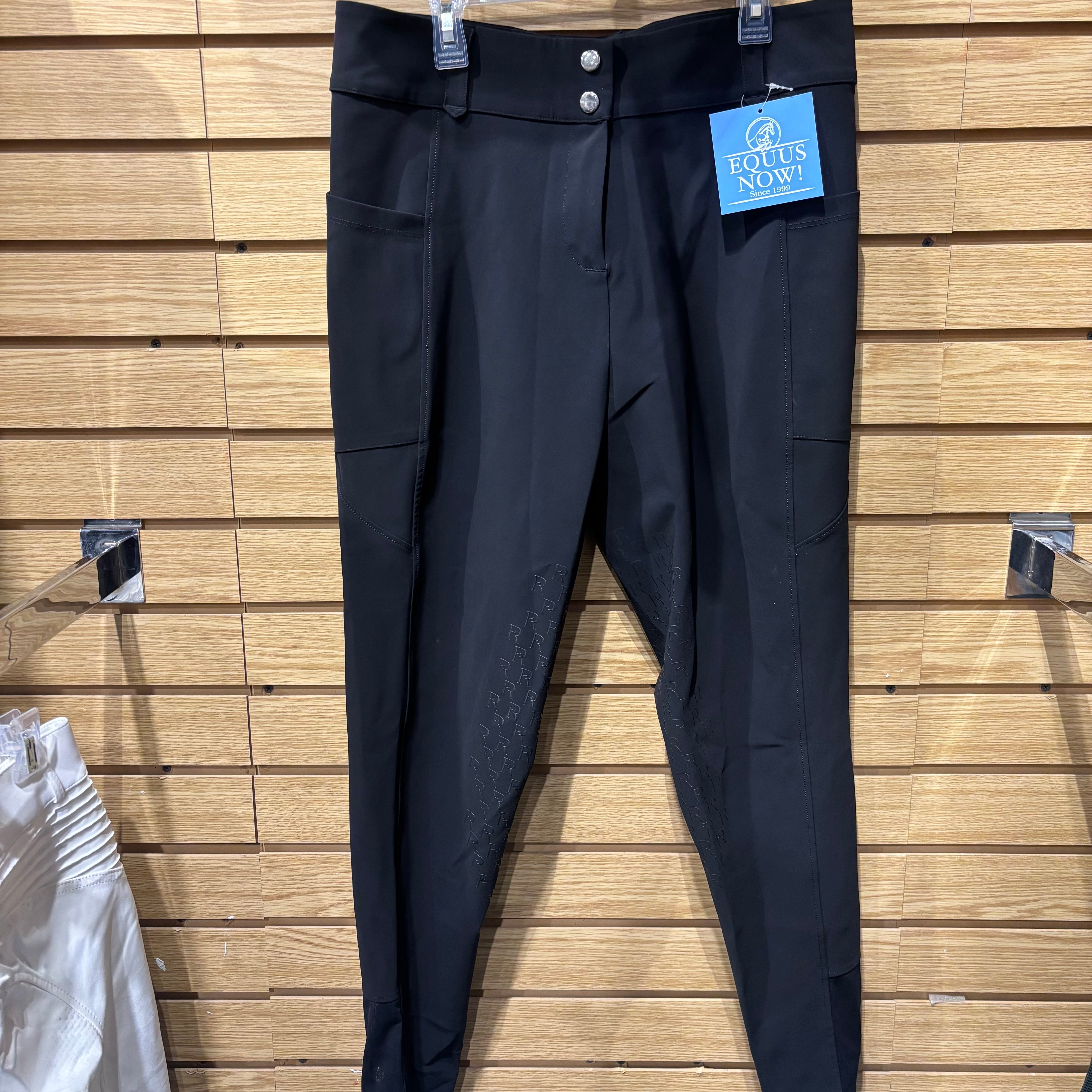 Used Free Ride Equestrian 32 Black Knee Patch Breeches
