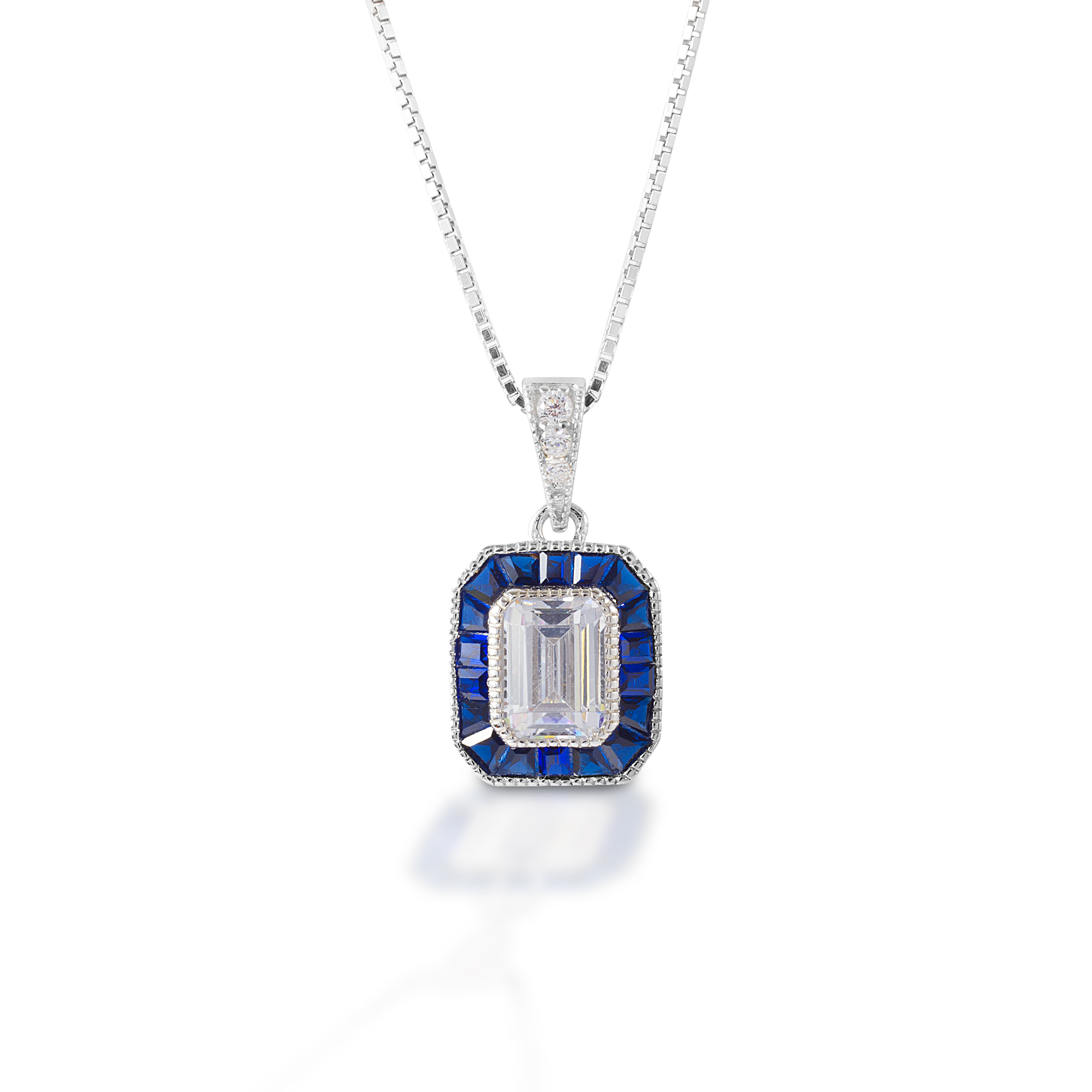 Kelly Herd Asscher Cut-Blue Spinel Pendant