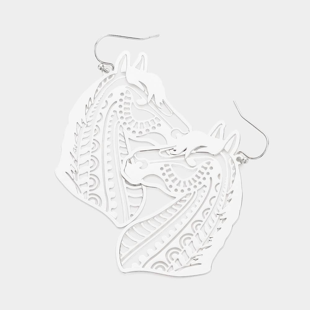 Sensibling Corp. - Cut Out Brass Metal Horse Dangle Earrings