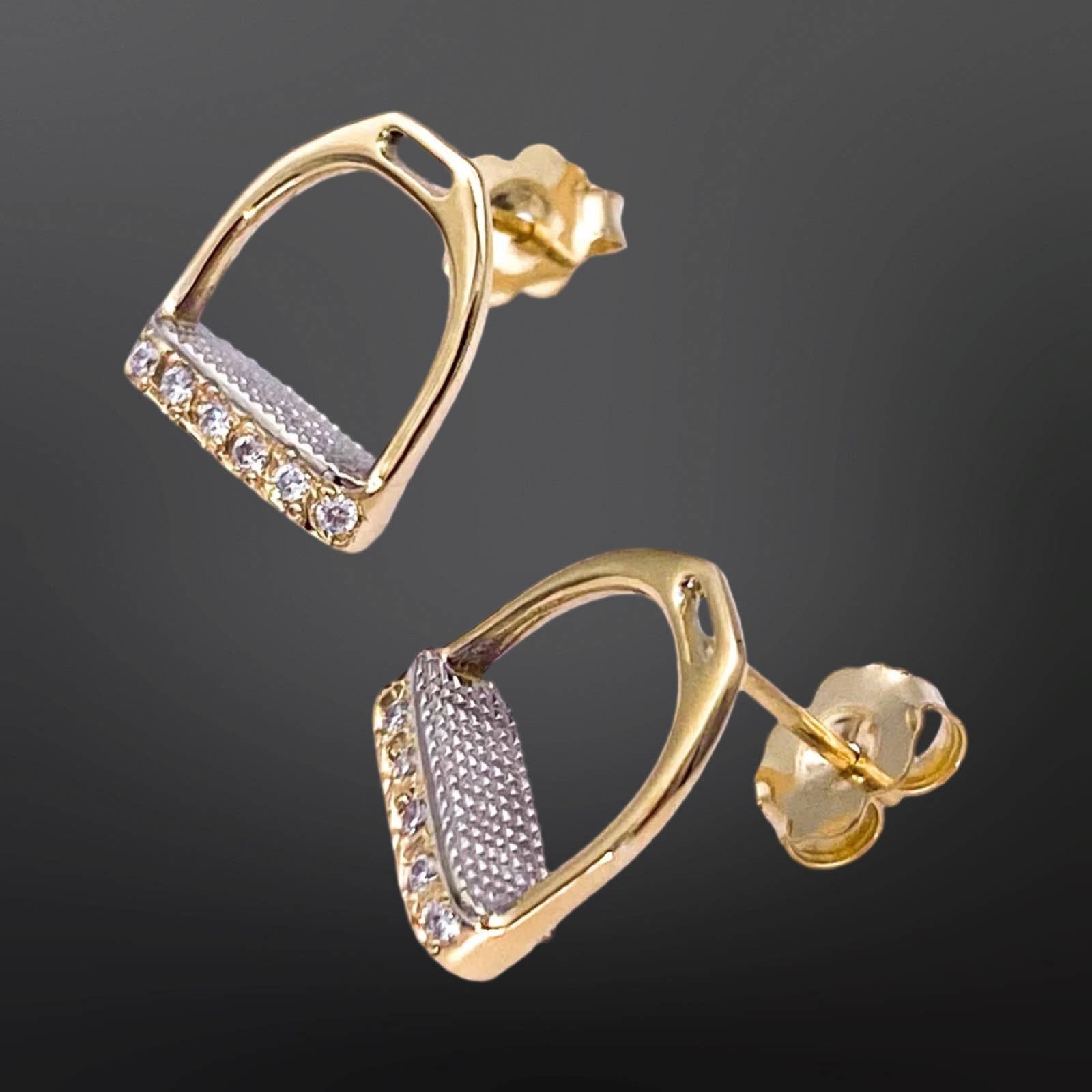 English Equestrian Stirrup Iron Sterling Silver Earrings