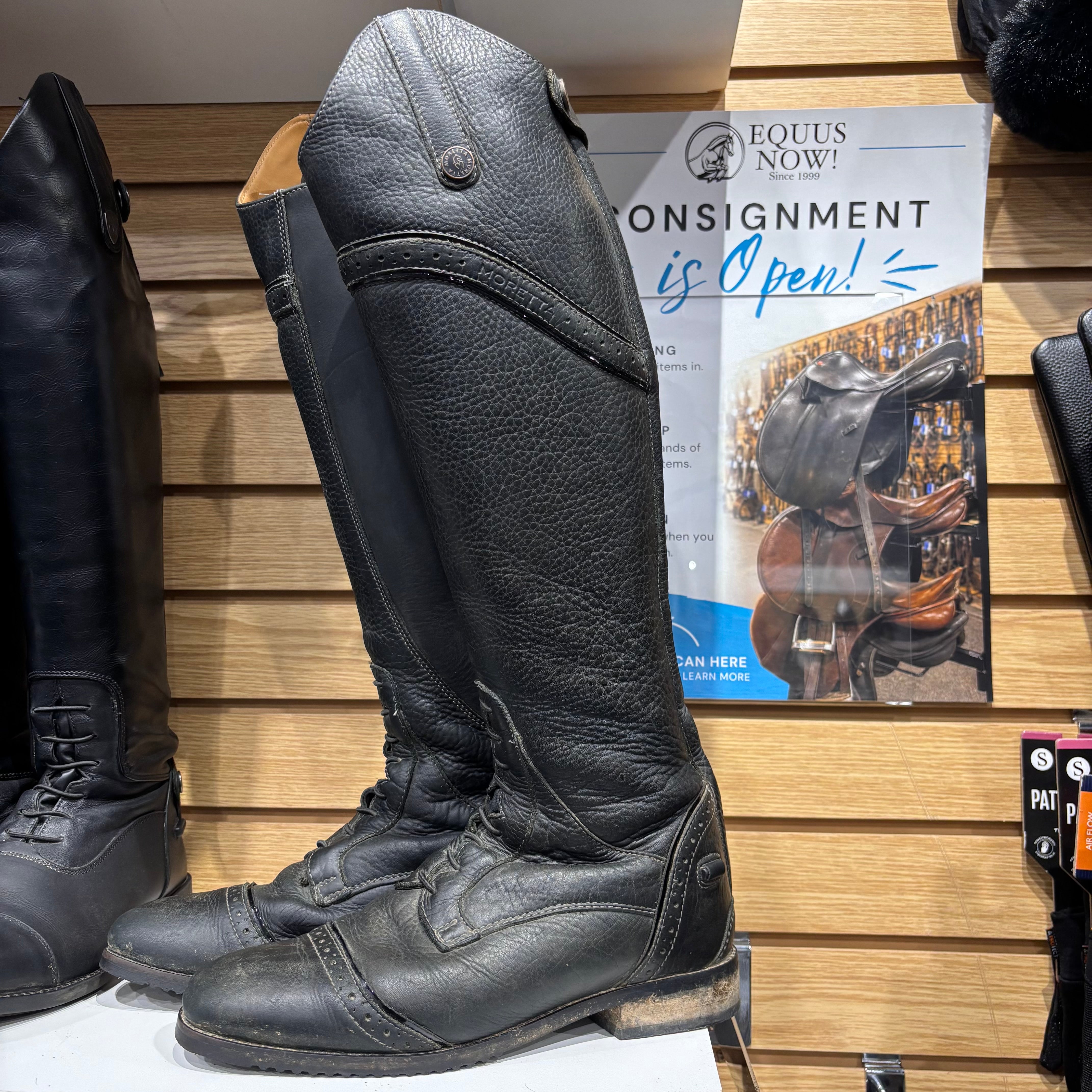 Used 9 Extra Slim Black Moretta Constantina Tall Boots
