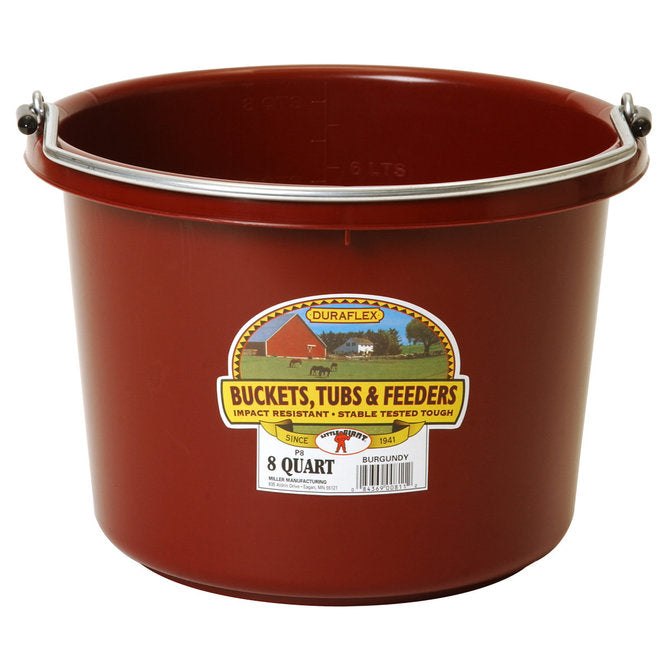 2 Gallon (8 Quart) Plastic Bucket - Burgundy