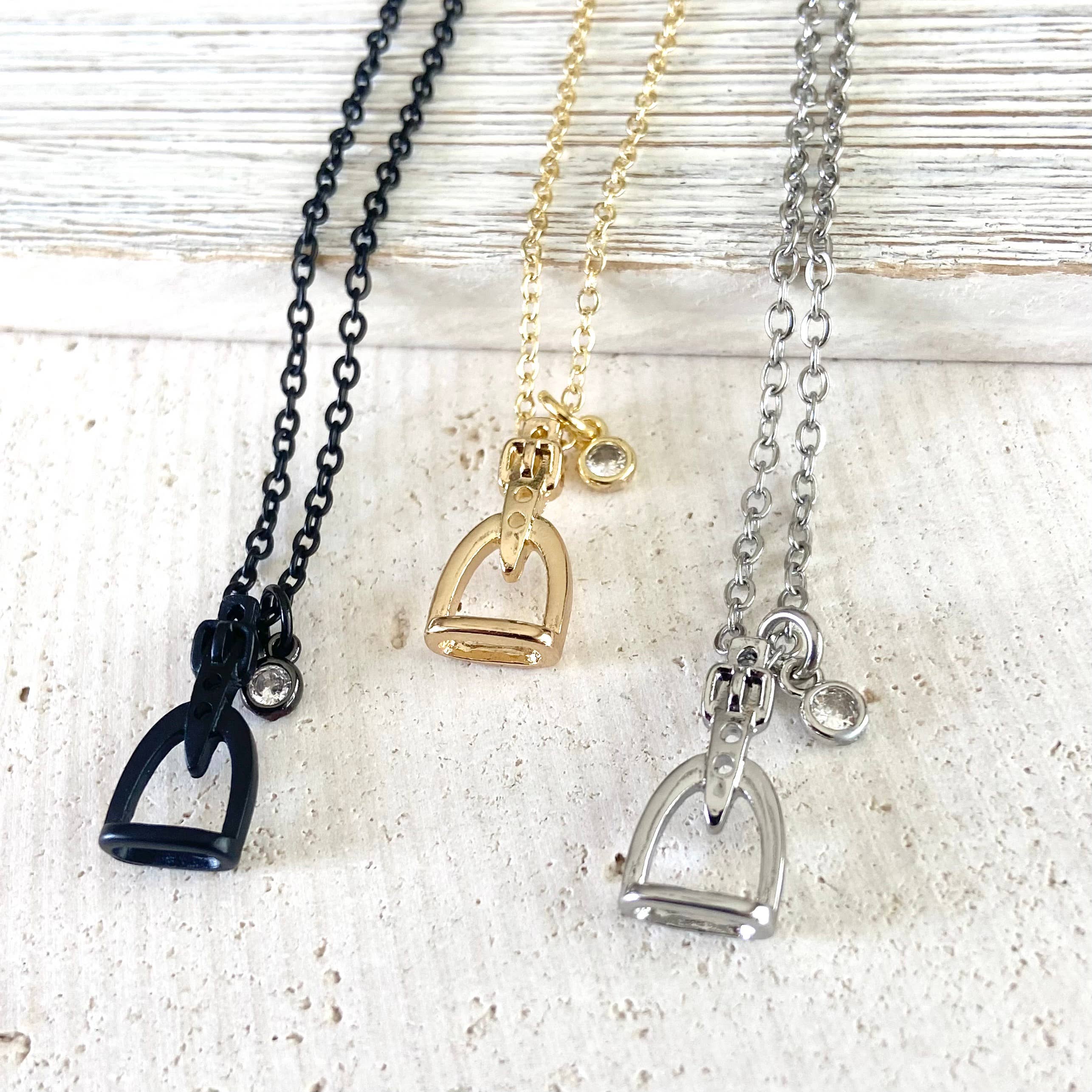 VB&CO Designs Handmade Jewelry - Horse jewelry stirrup necklace, equestrian, derby
