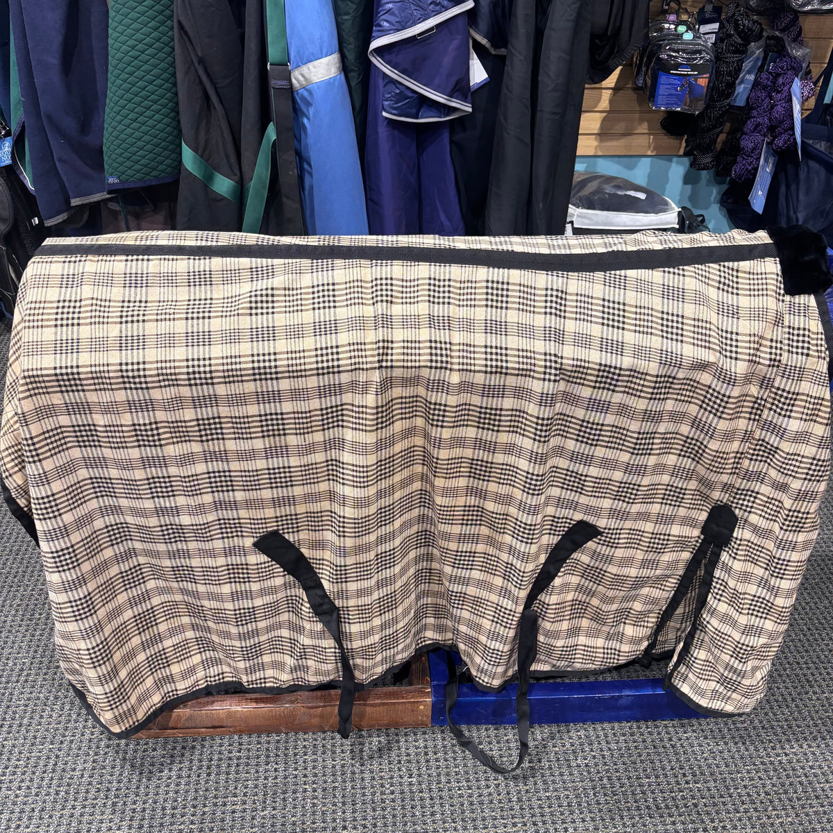 Used 76" Tan Plaid Light Stable Sheet