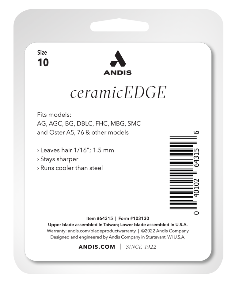 Andis CeramicEdge Detachable Blade - Size 10 - sku to order - 113029