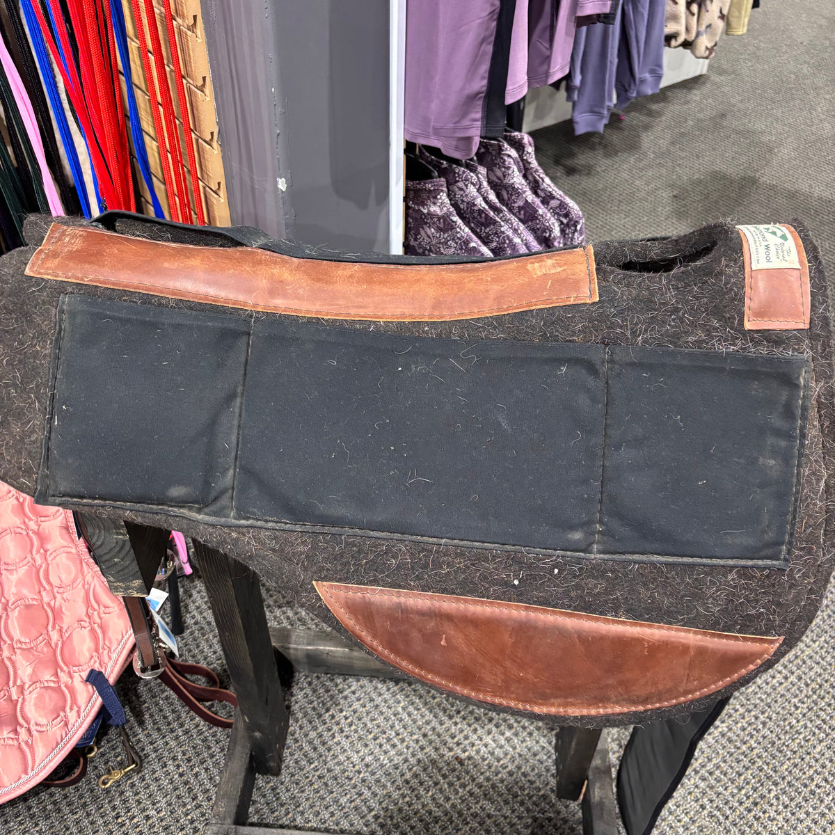 Used Full Black Diamond Wool Shimmable English Saddle Pad