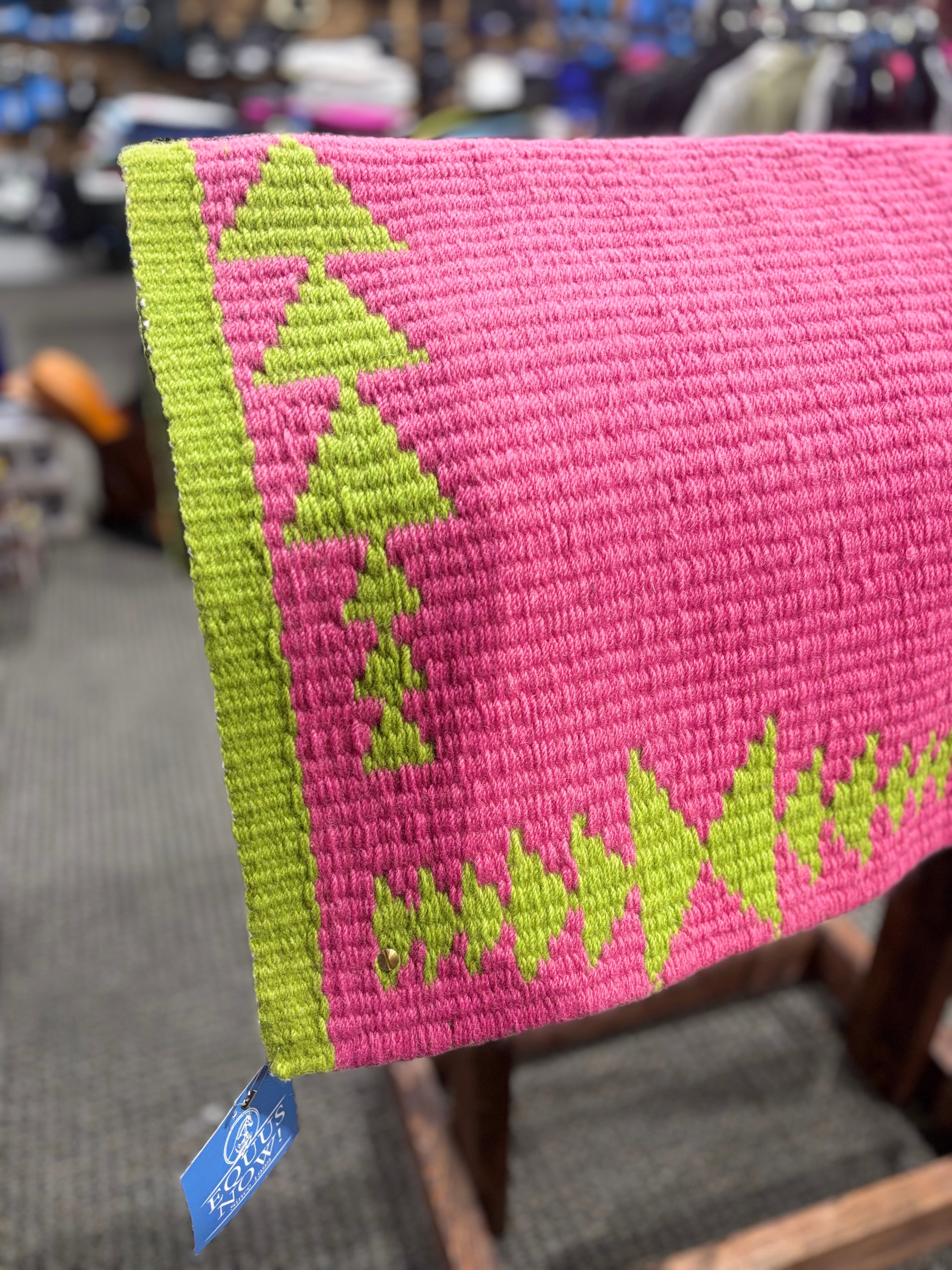 Used Lime Green/Pink Wool Saddle Pad