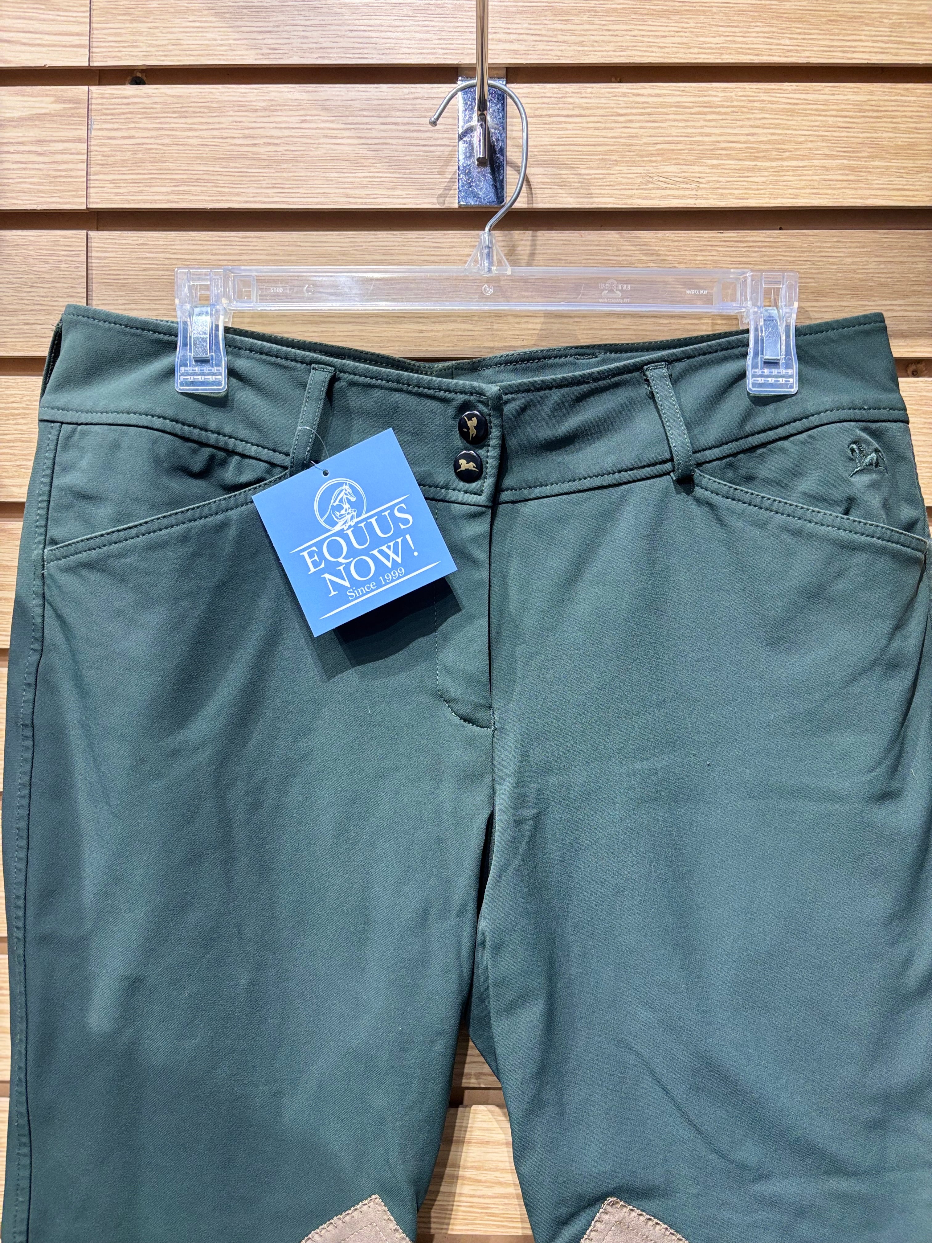 Used 32R RJ Classics Green Knee Patch Breeches
