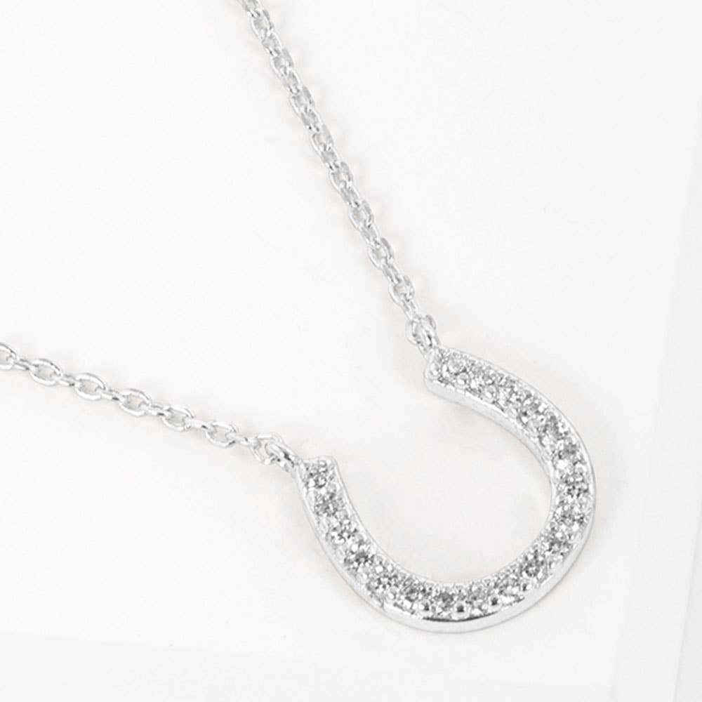 Sensibling Corp. - Gold Dipped CZ Stone Paved Horseshoe Pendant Necklace