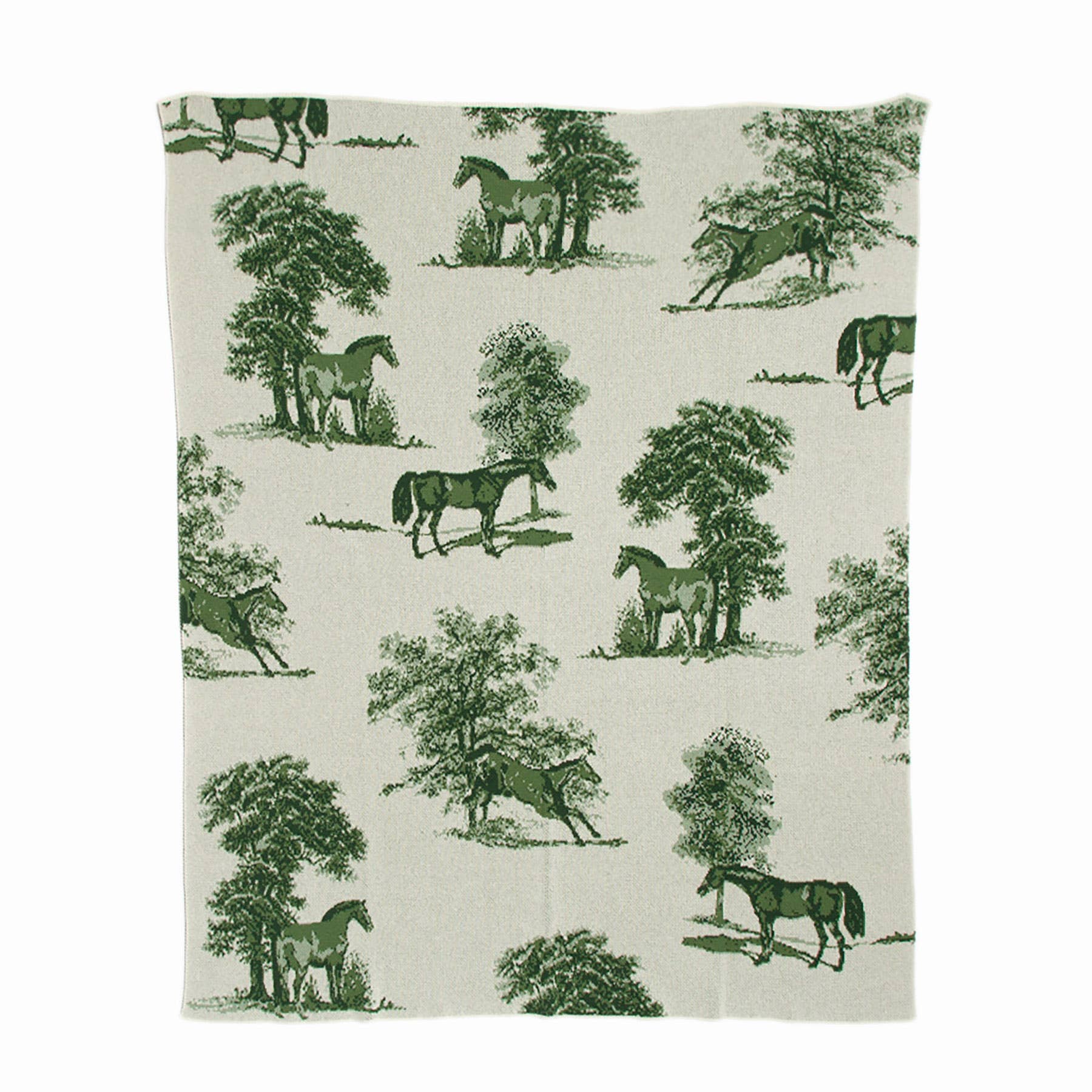 In2Green - Cotton Sustainable Knit Throw Blanket - Equestrian Toile